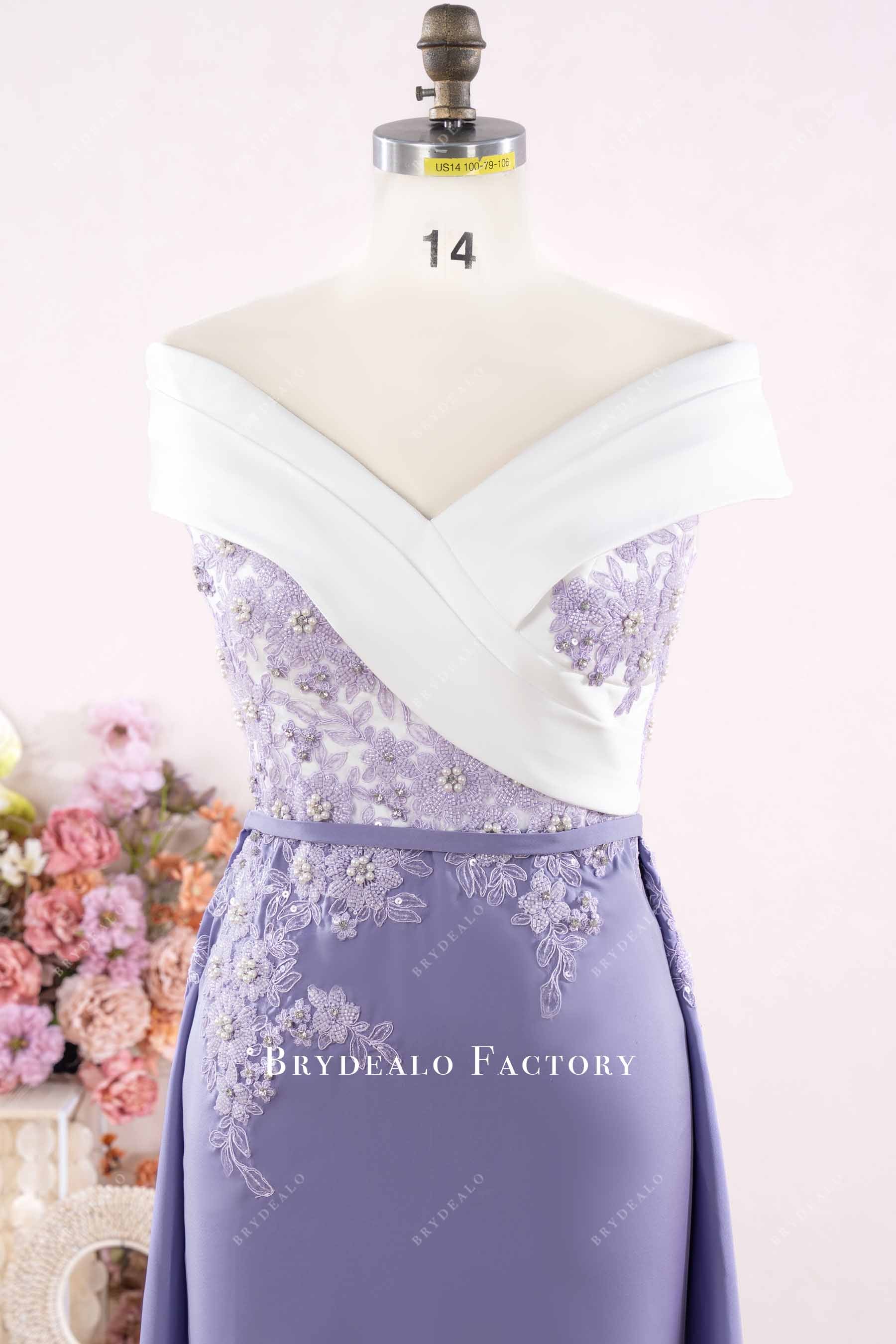 off shoulder pleated special occasion dress