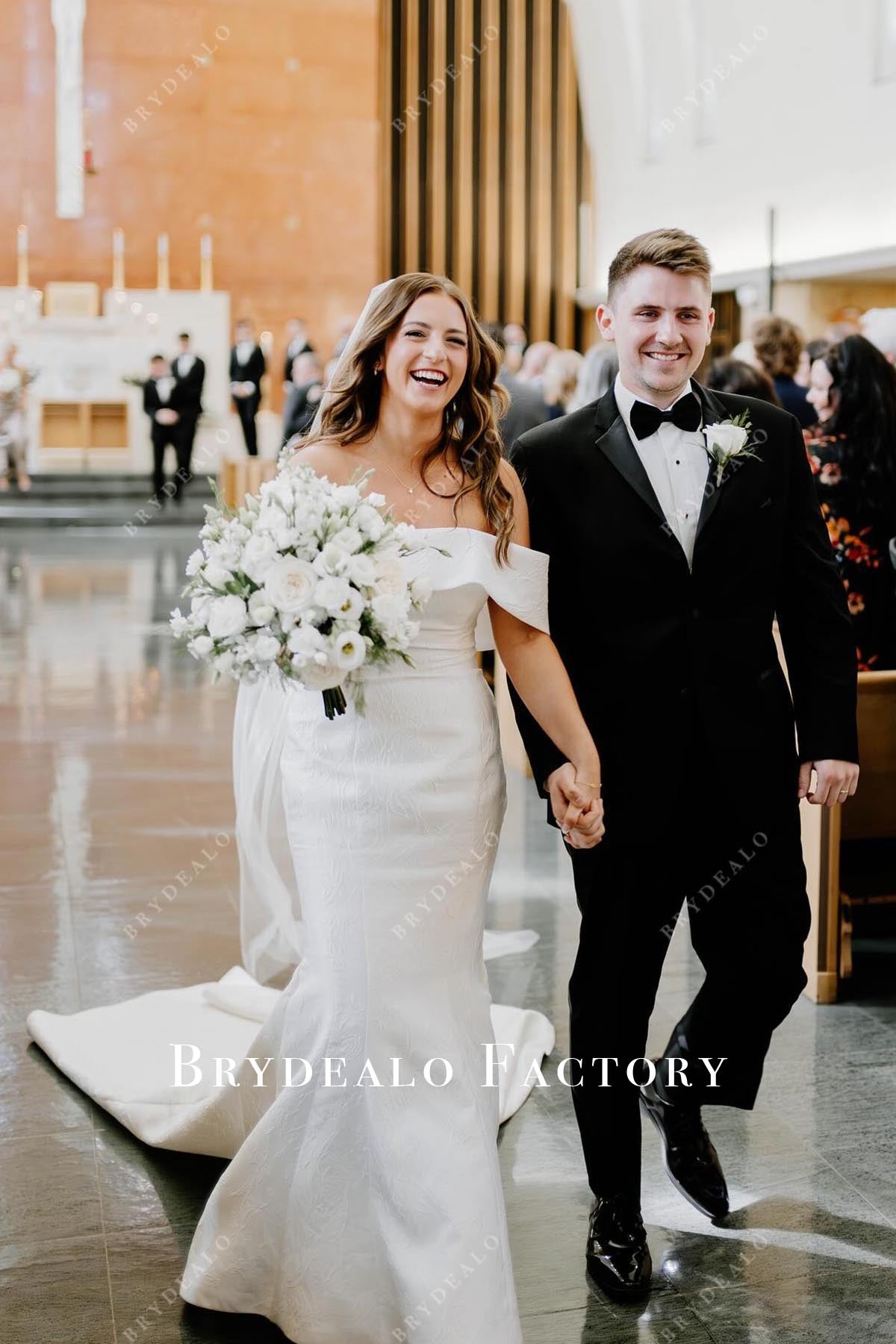 off shoulder wedding dress