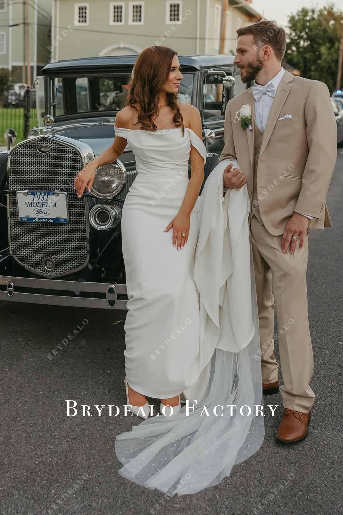 off shoulder wedding dress