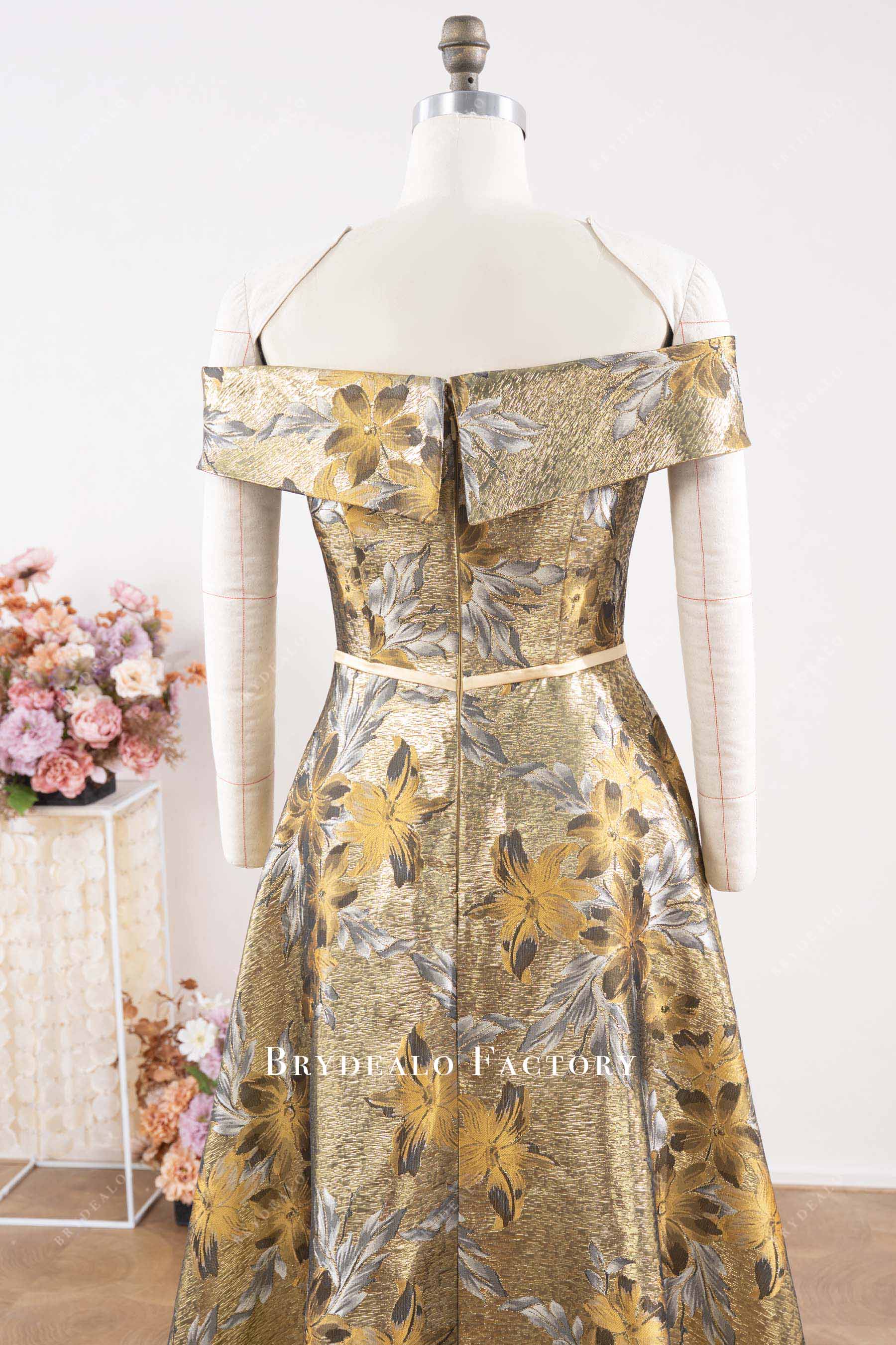 off shoulder with waistband evening dress