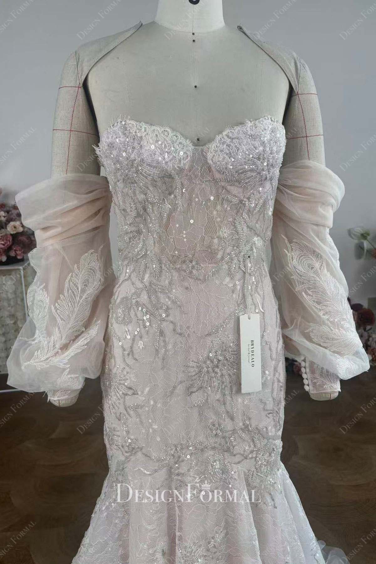 off the shoulder sweetheart neck wedding dress