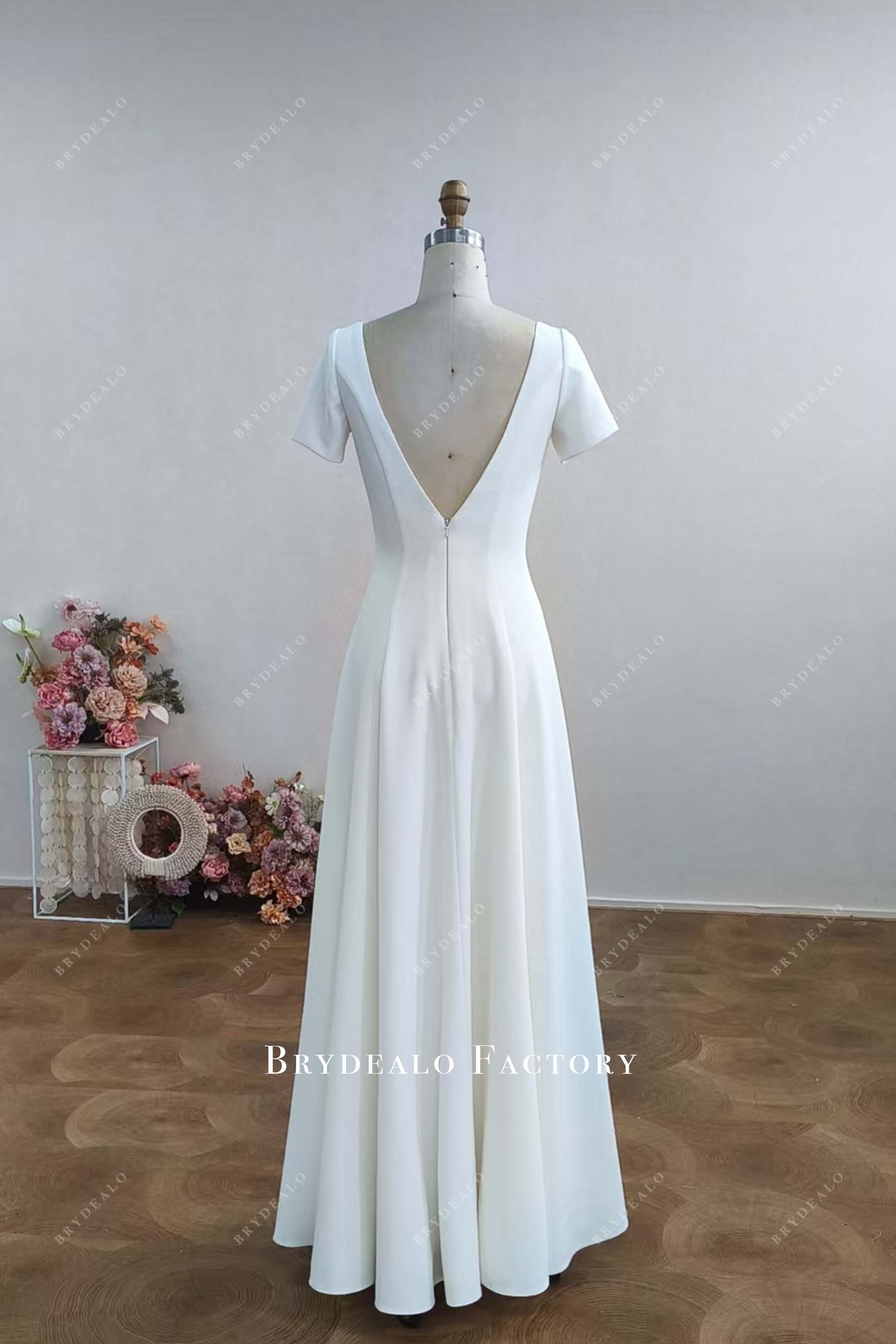 open V-back floor length wedding gown