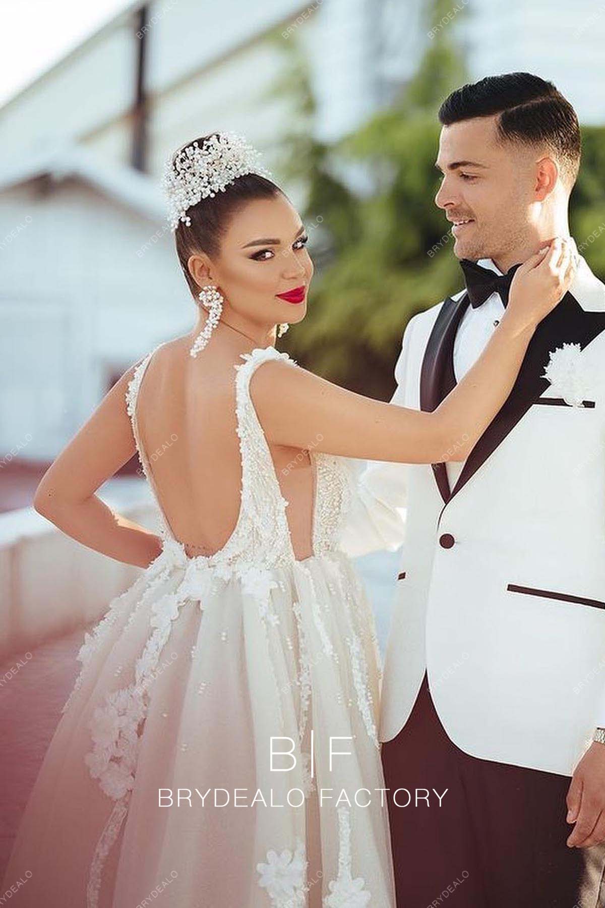 Open Back Sleeveless Custom Maternity Bridal Dress