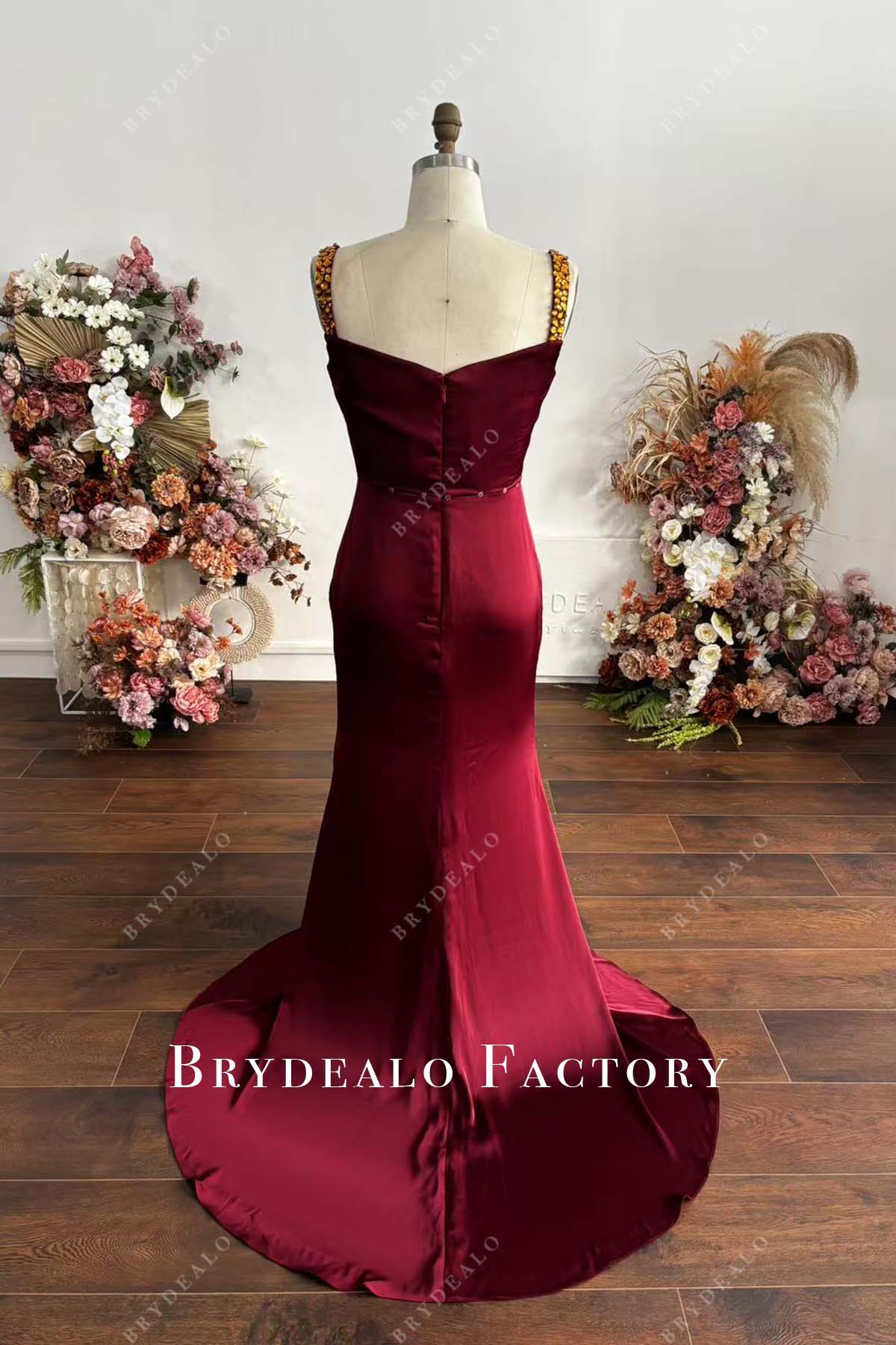 open back sleeveless mermaid court train prom dress