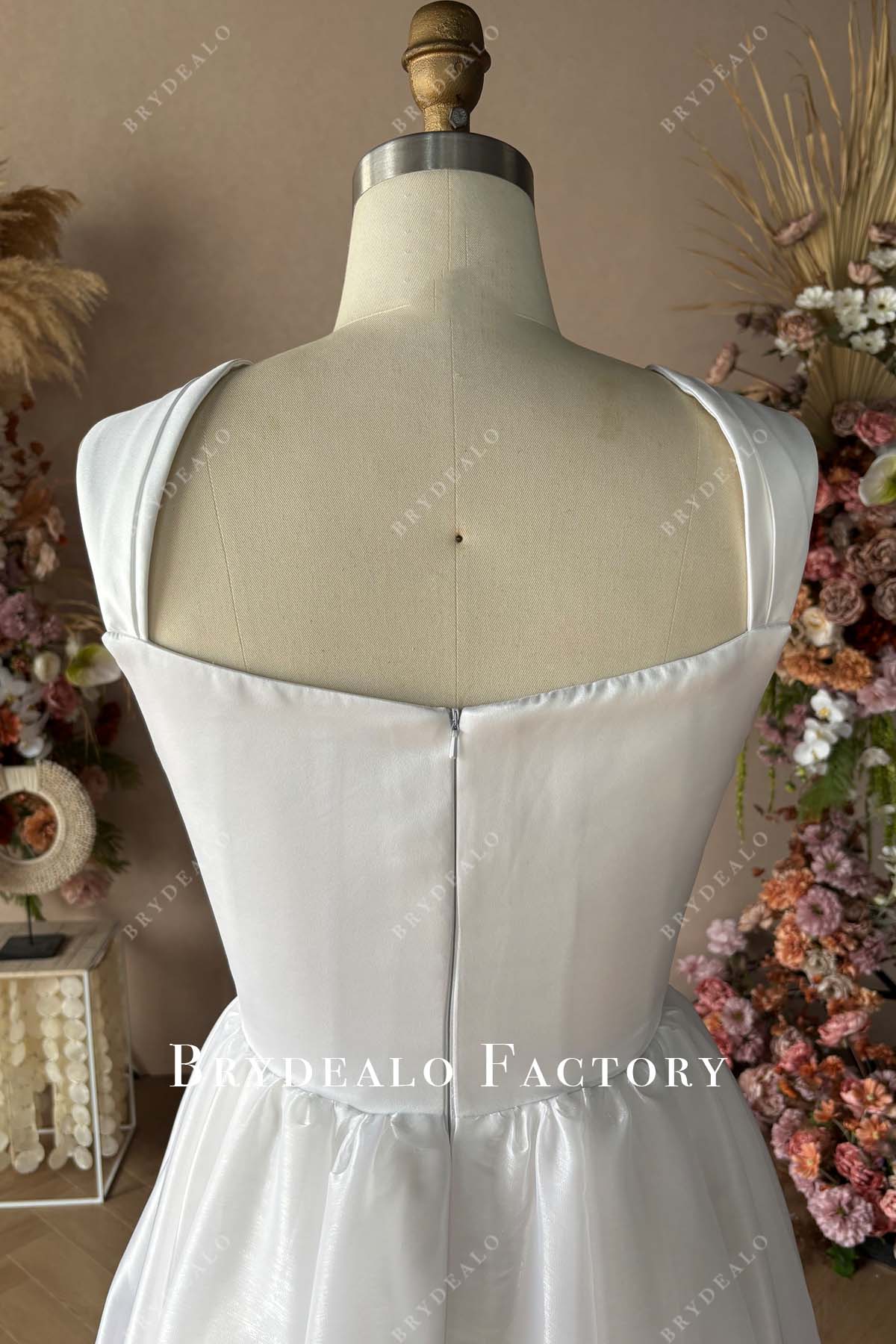 open back wide straps wedding dress