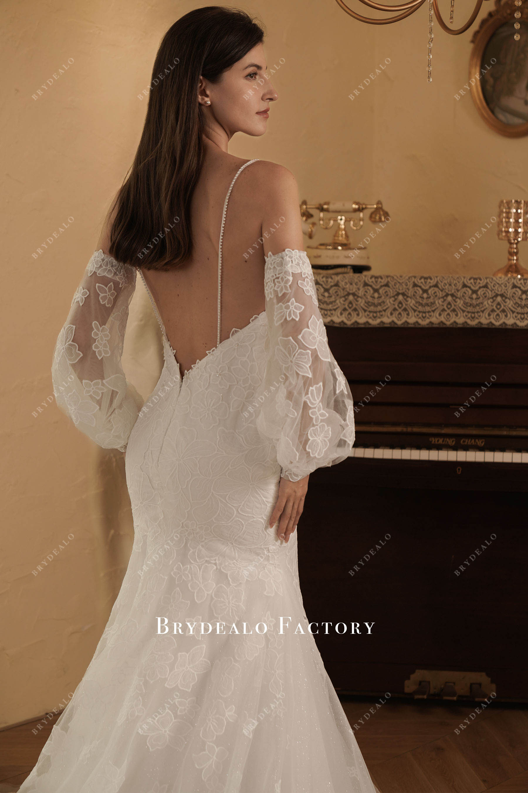 open v back wedding dress