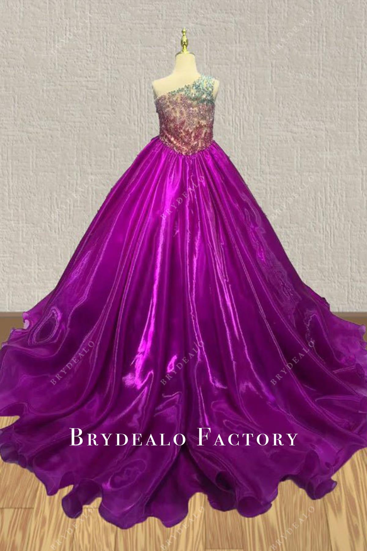 orchid court train pageant dress