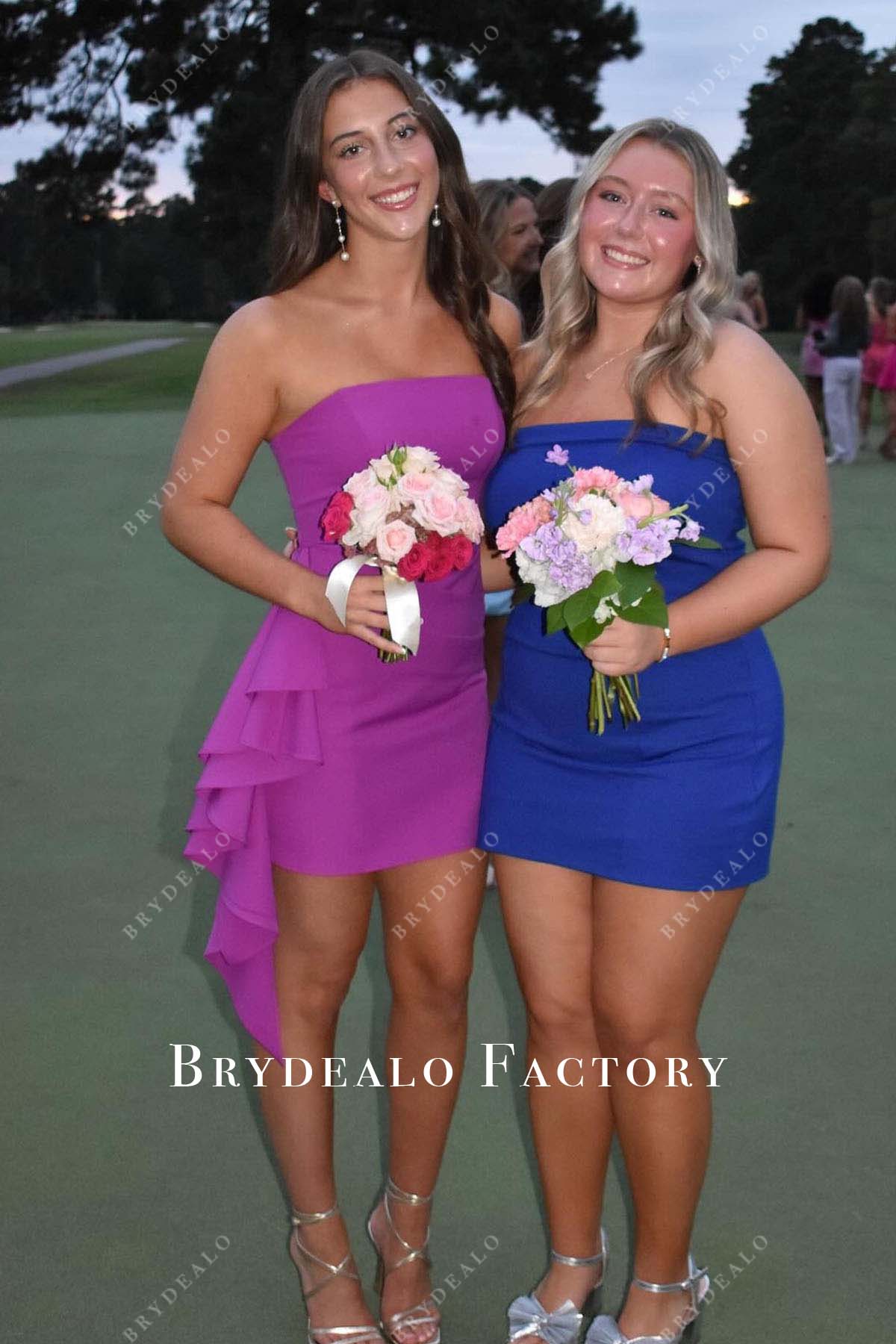 Homecoming Dress | Orchid Strapless Ruffled Mini Formal Gown