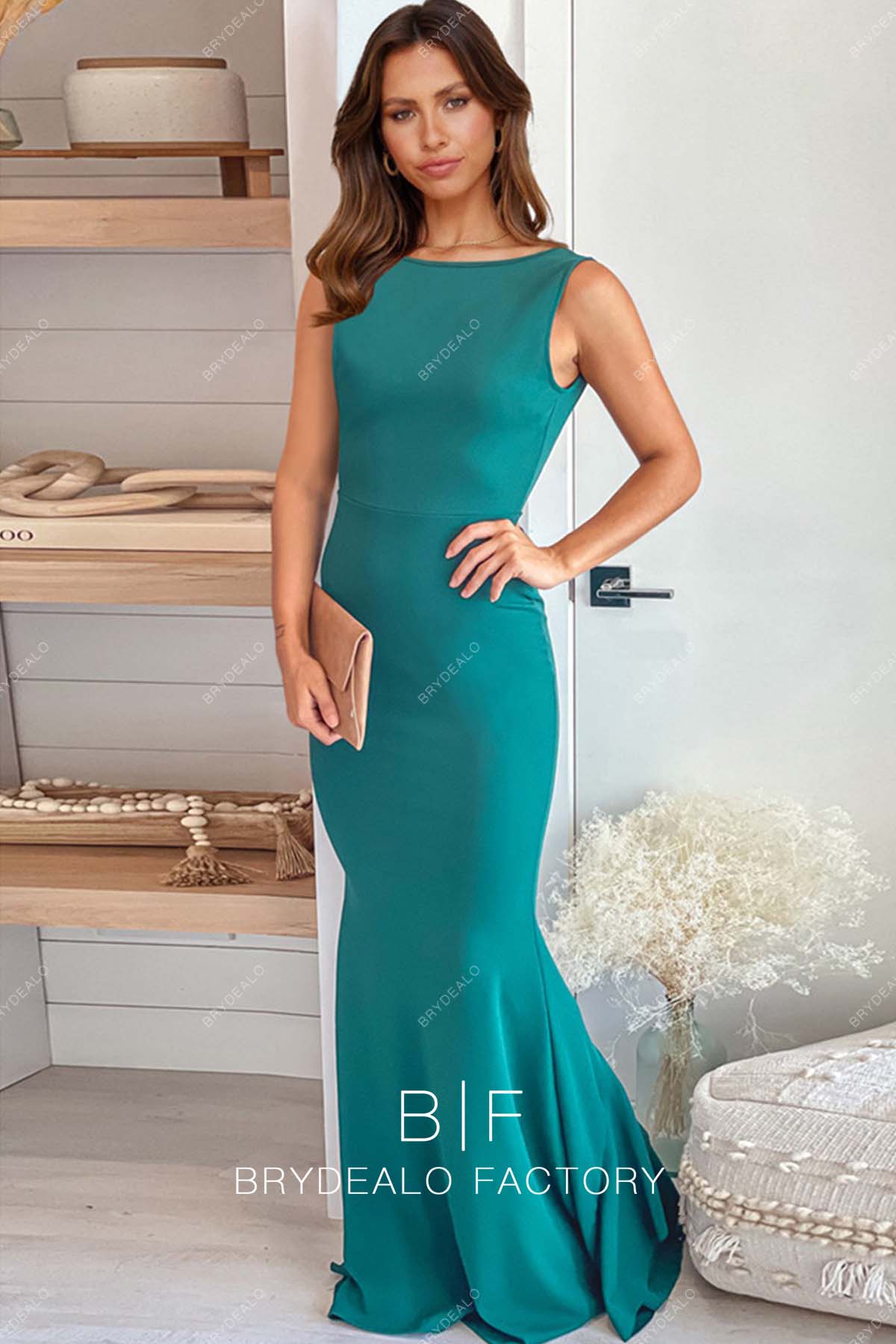 Peacock Sleeveless Open Back Mermaid Modern Bridesmaid Prom Dress Peacock Sleeveless Open Back Mermaid Modern Bridesmaid Prom Dress