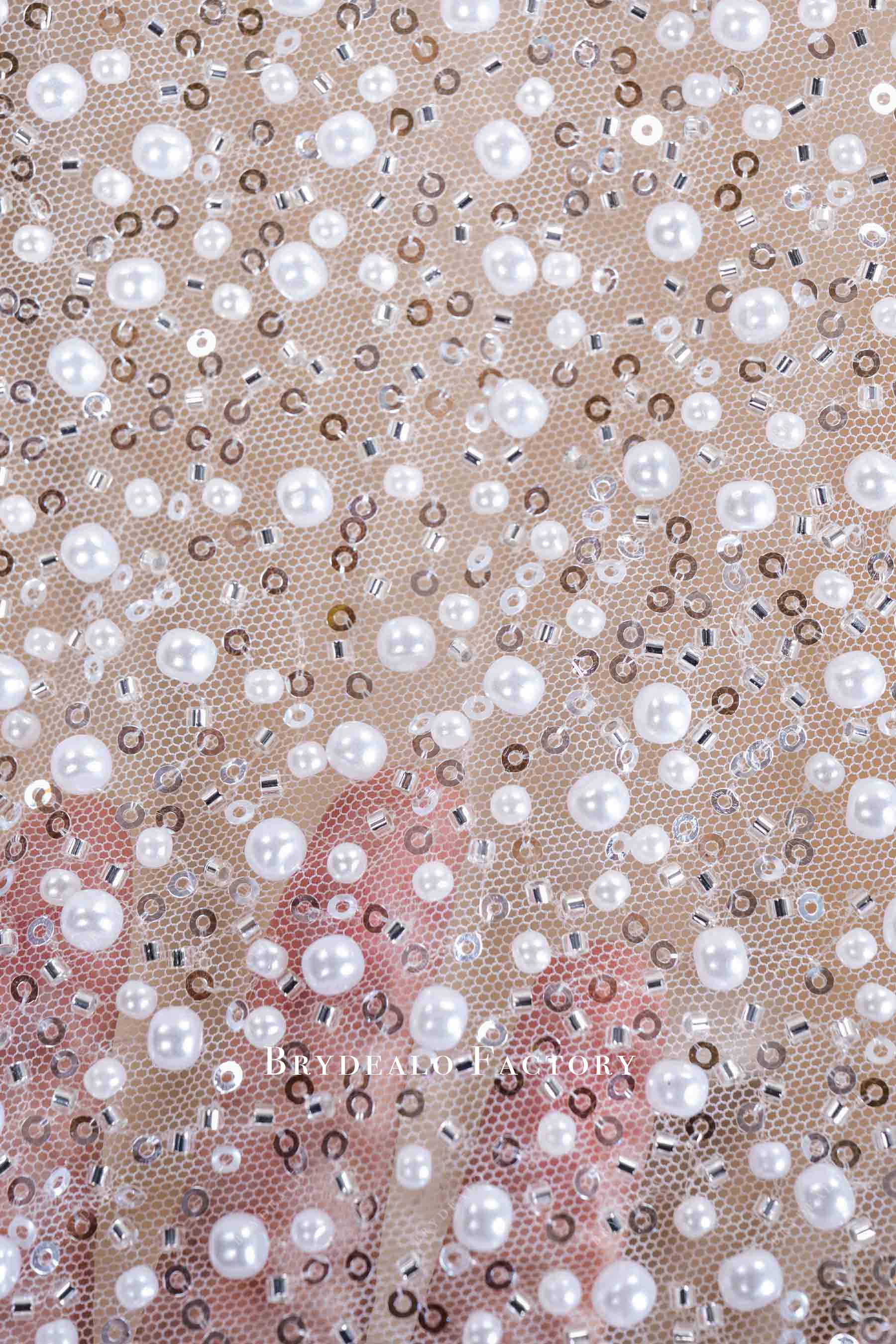 pearl bugle tulle fabric