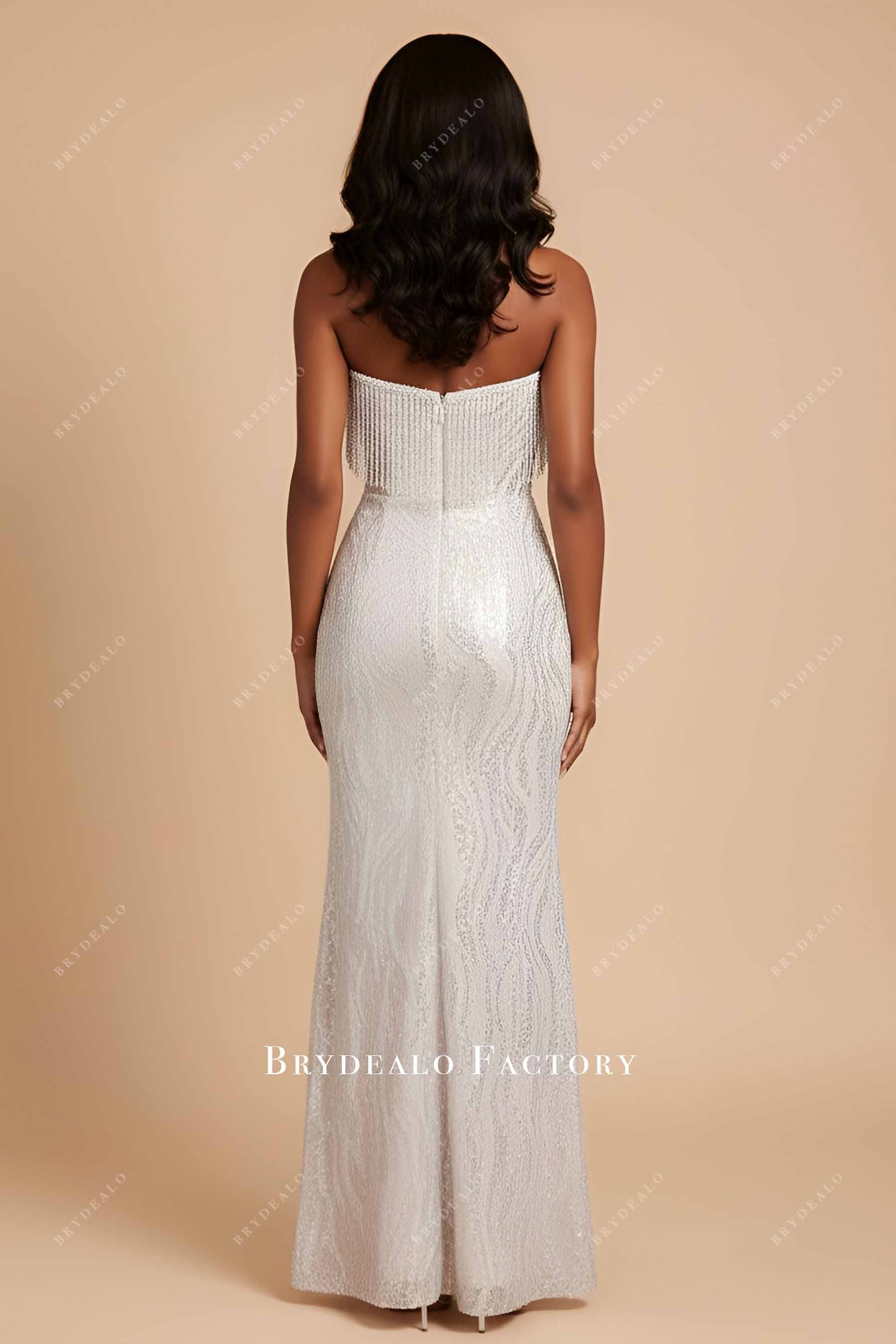 pearl pink strapless fit flare prom dress