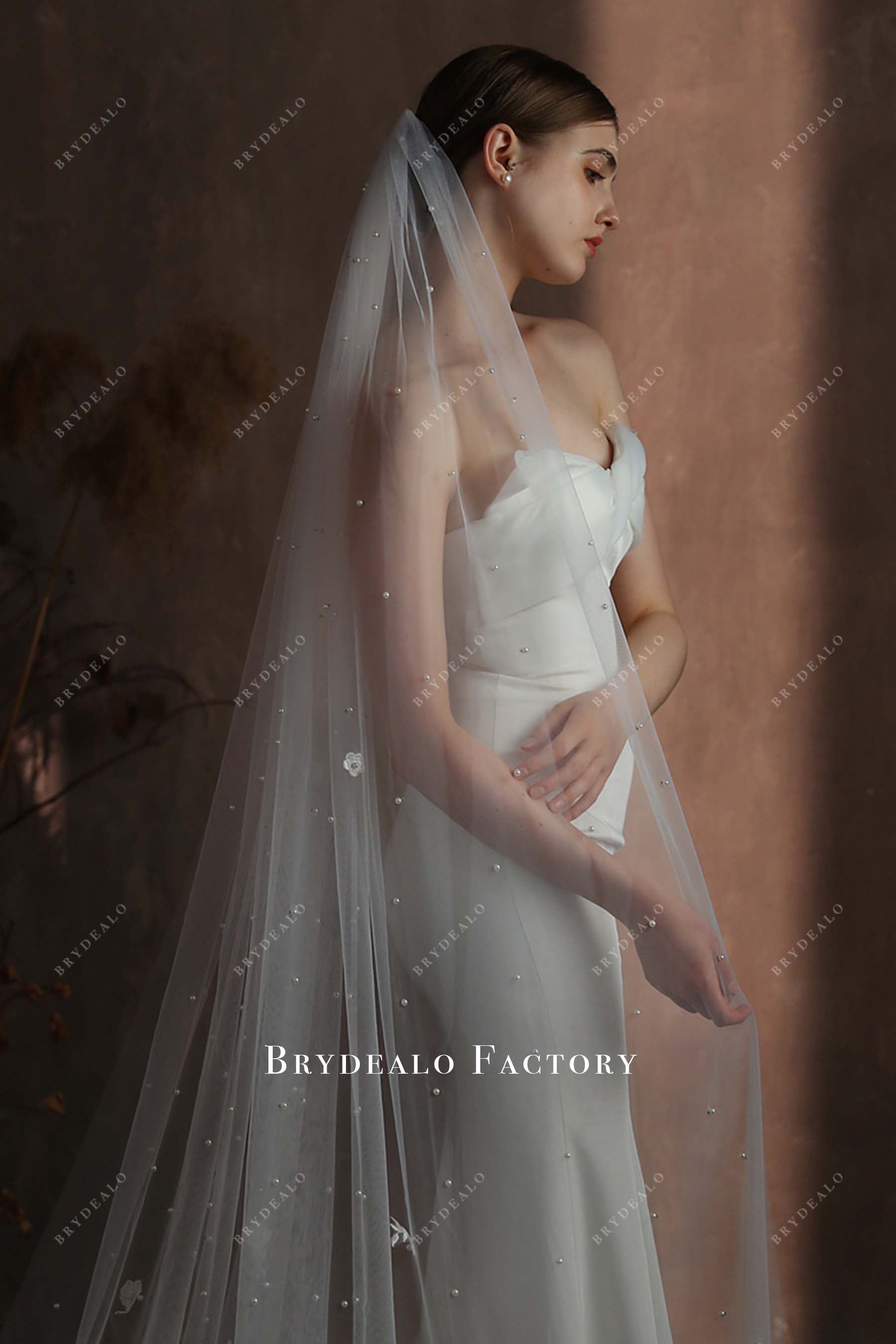 pearls 3d floral bridal veil