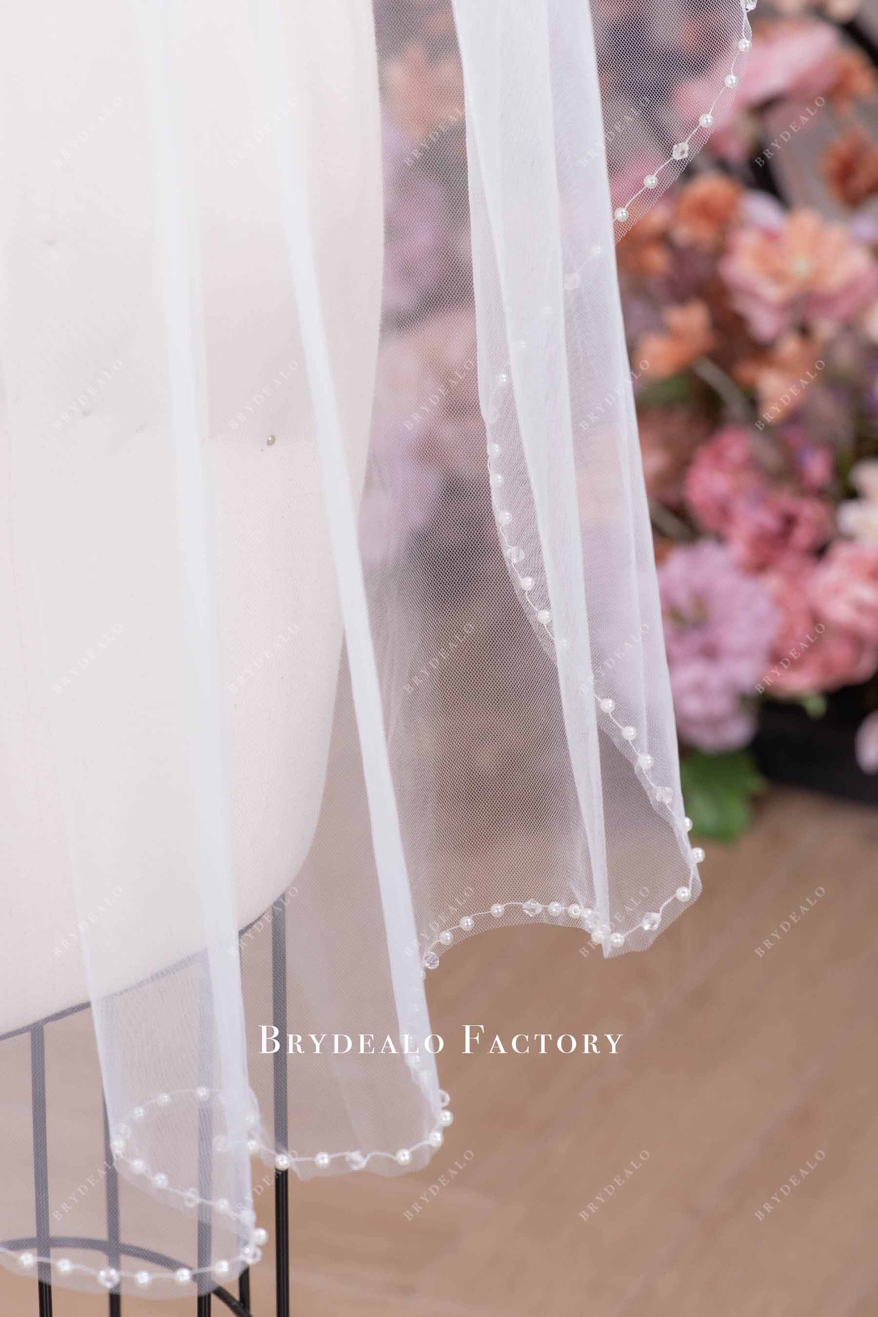 pearls edge bride veil