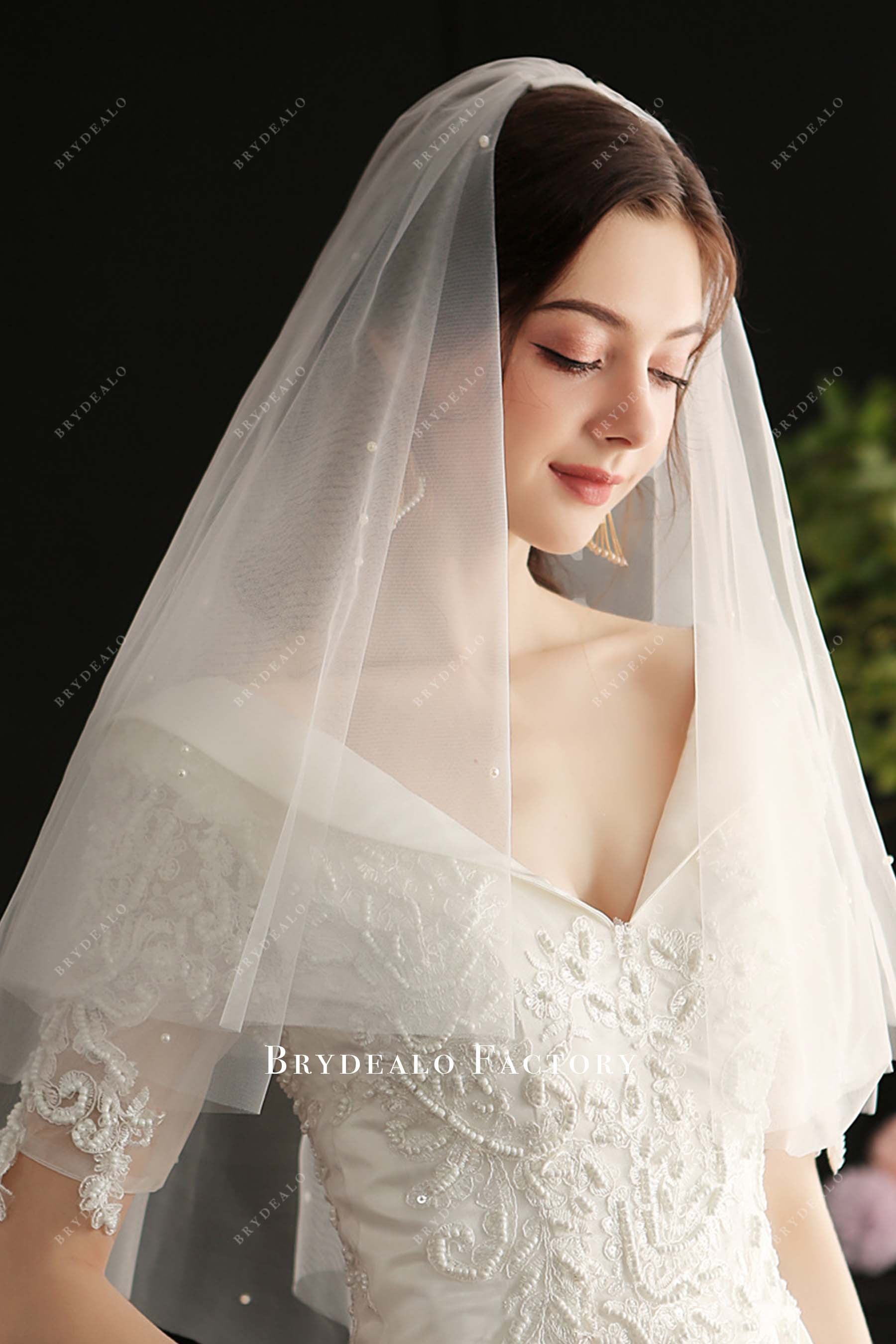 pearls wedding veil