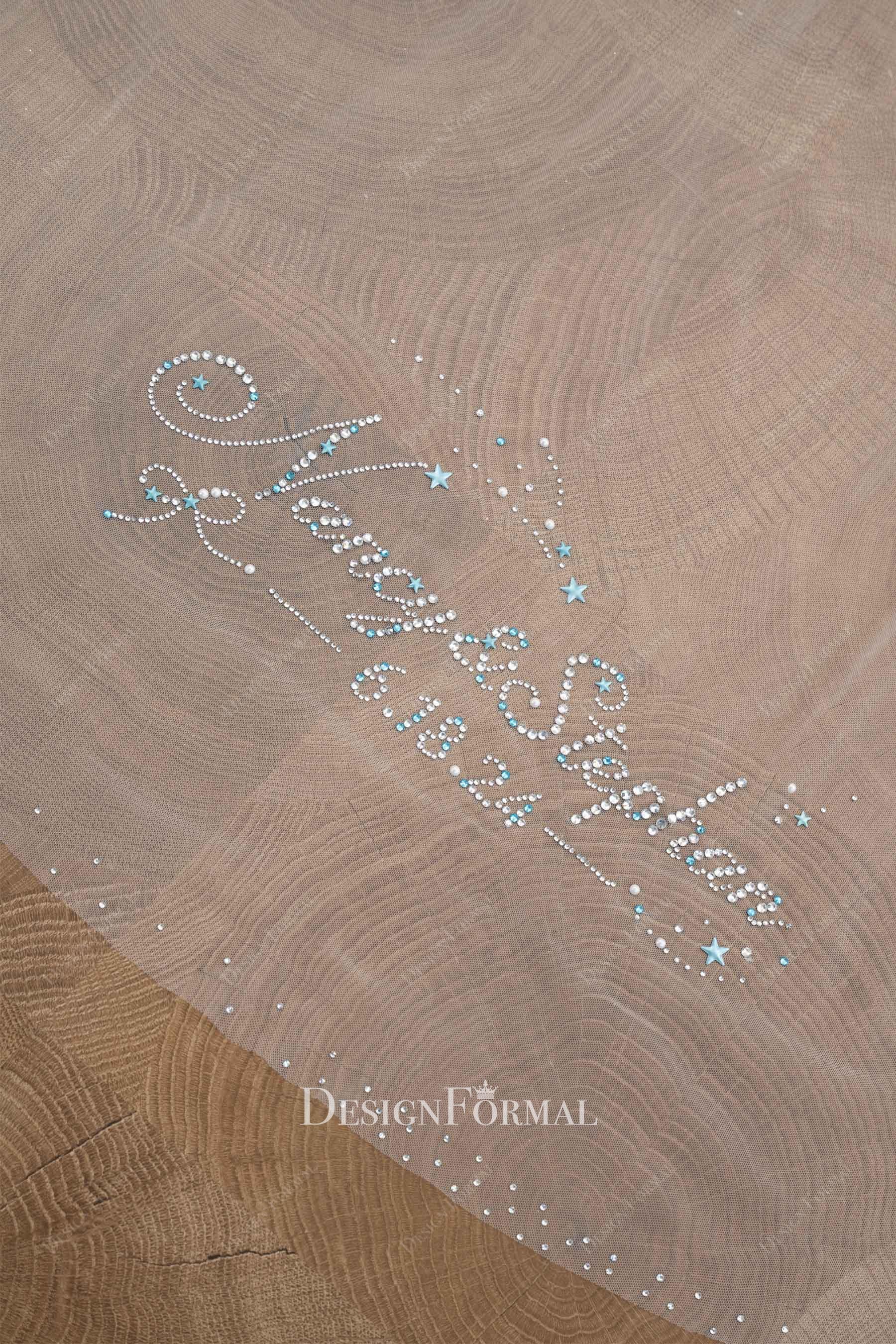 personalized rhinestone tulle wedding veil