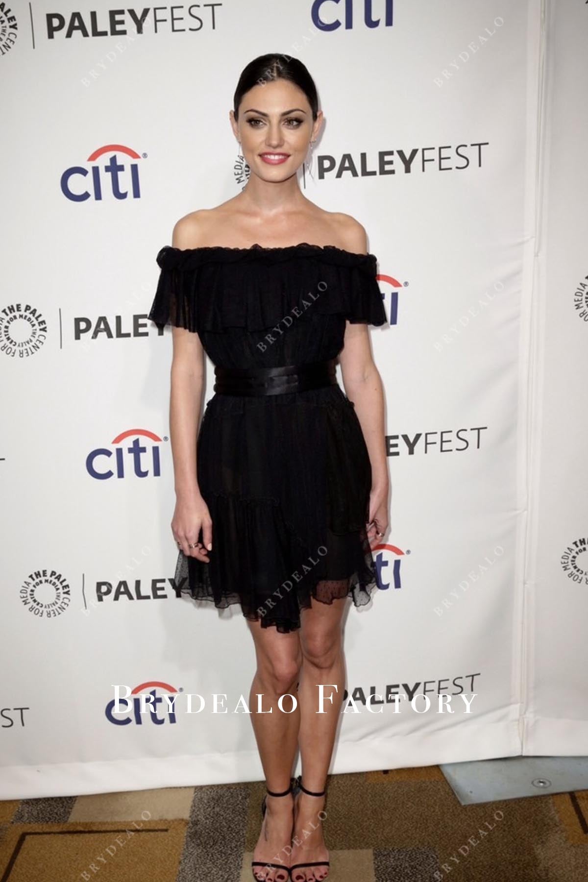 Phoebe Tonkin black tulle prom dress paleyfest 2014