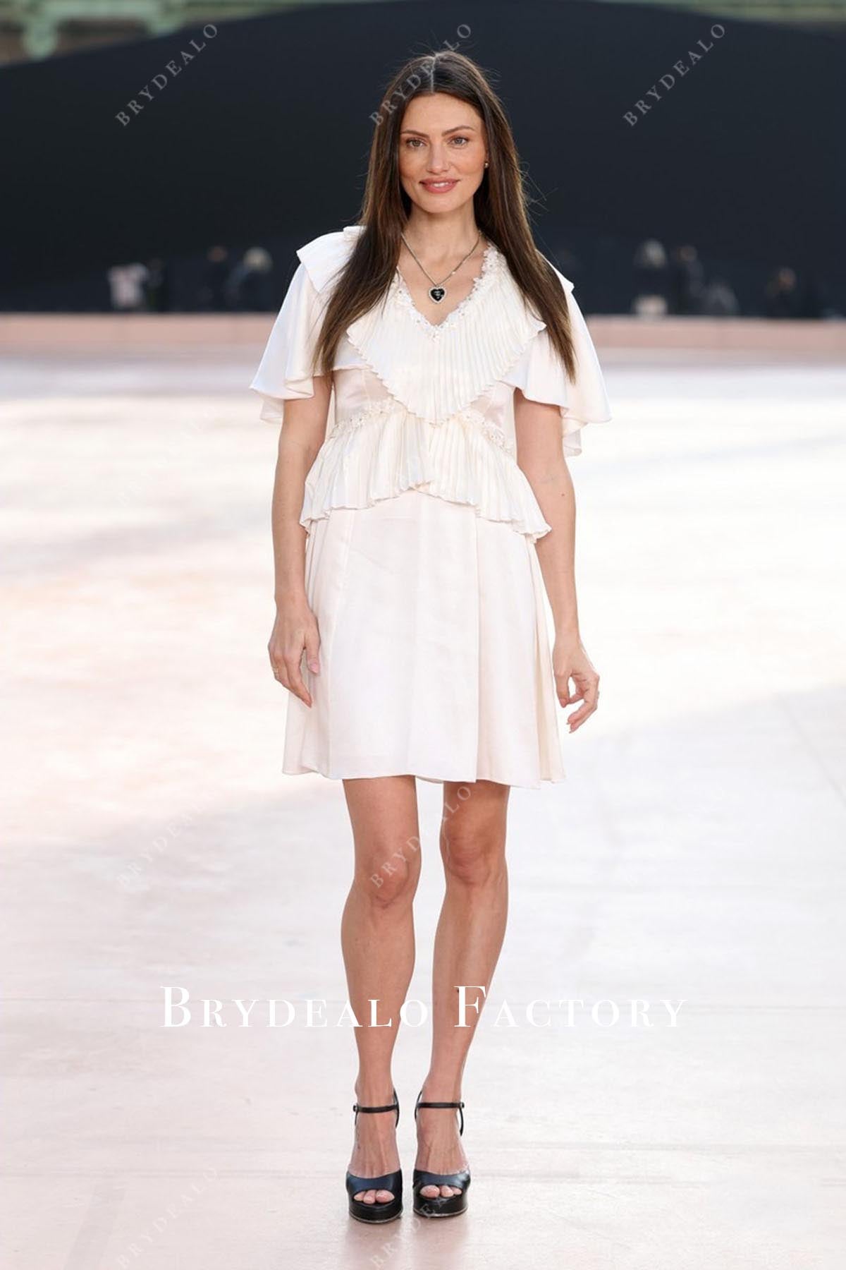 Phoebe Tonkin White Satin Chanel Show 2025 Formal Dress