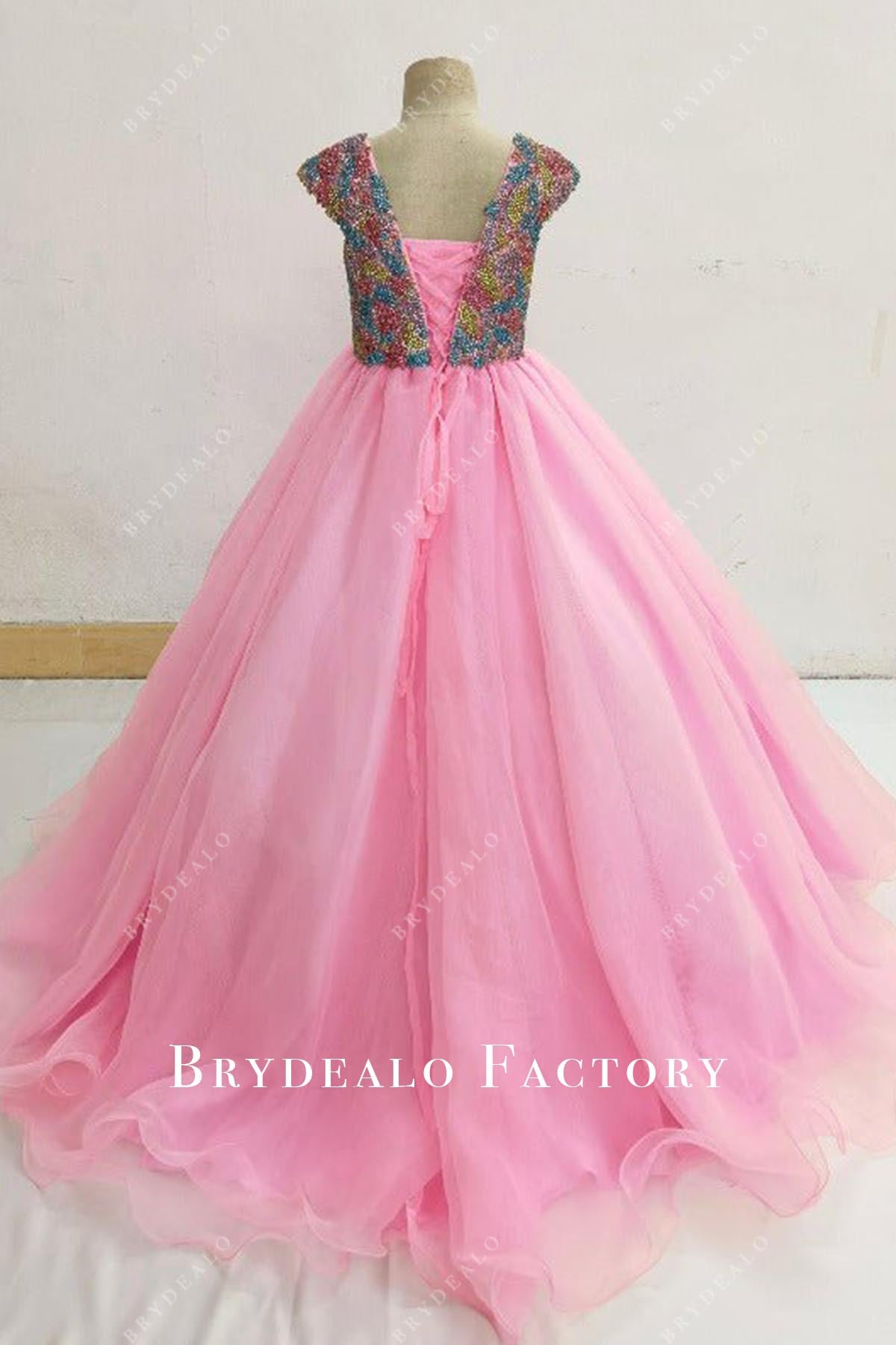 pink a line pageant dress
