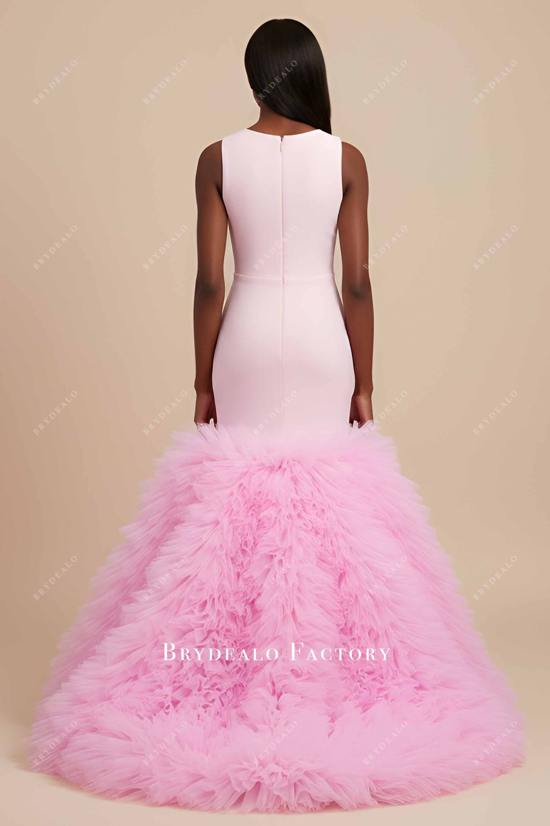pink fit trumpet prom dress