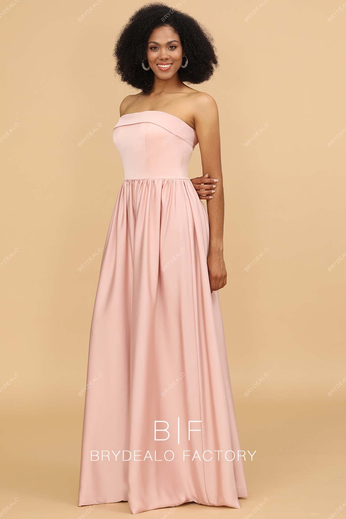pink floor length A-line bridesmaid gown