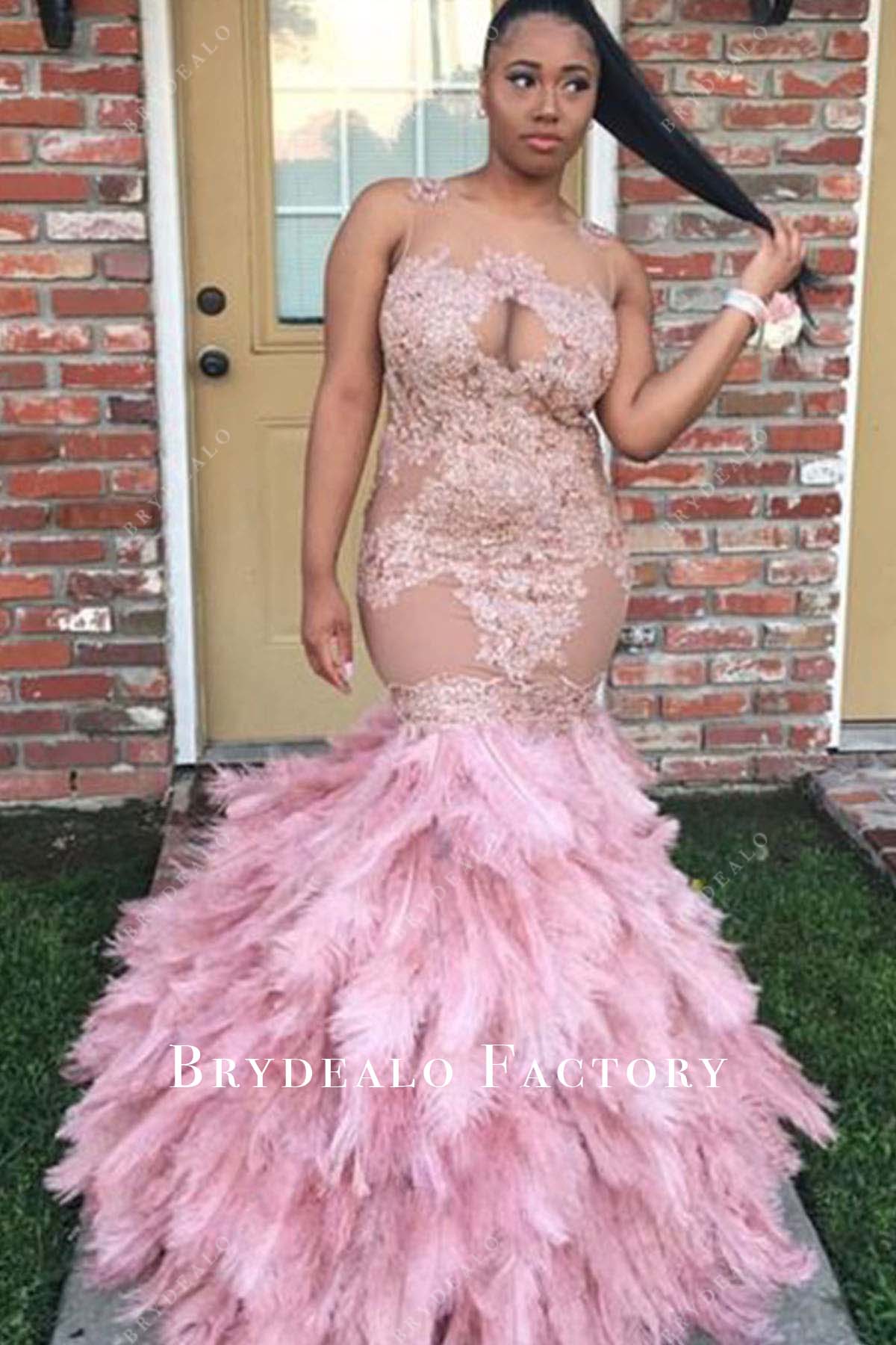 Prom Dress Plus Size Pink And White Dress Pink Lace Sleeveless Plus Size Big Feather Trumpet Prom Dress Prom Dress Plus Size Pink And White Dress Pink Lace Sleeveless Plus Size Big Feather Trumpet Prom Dress