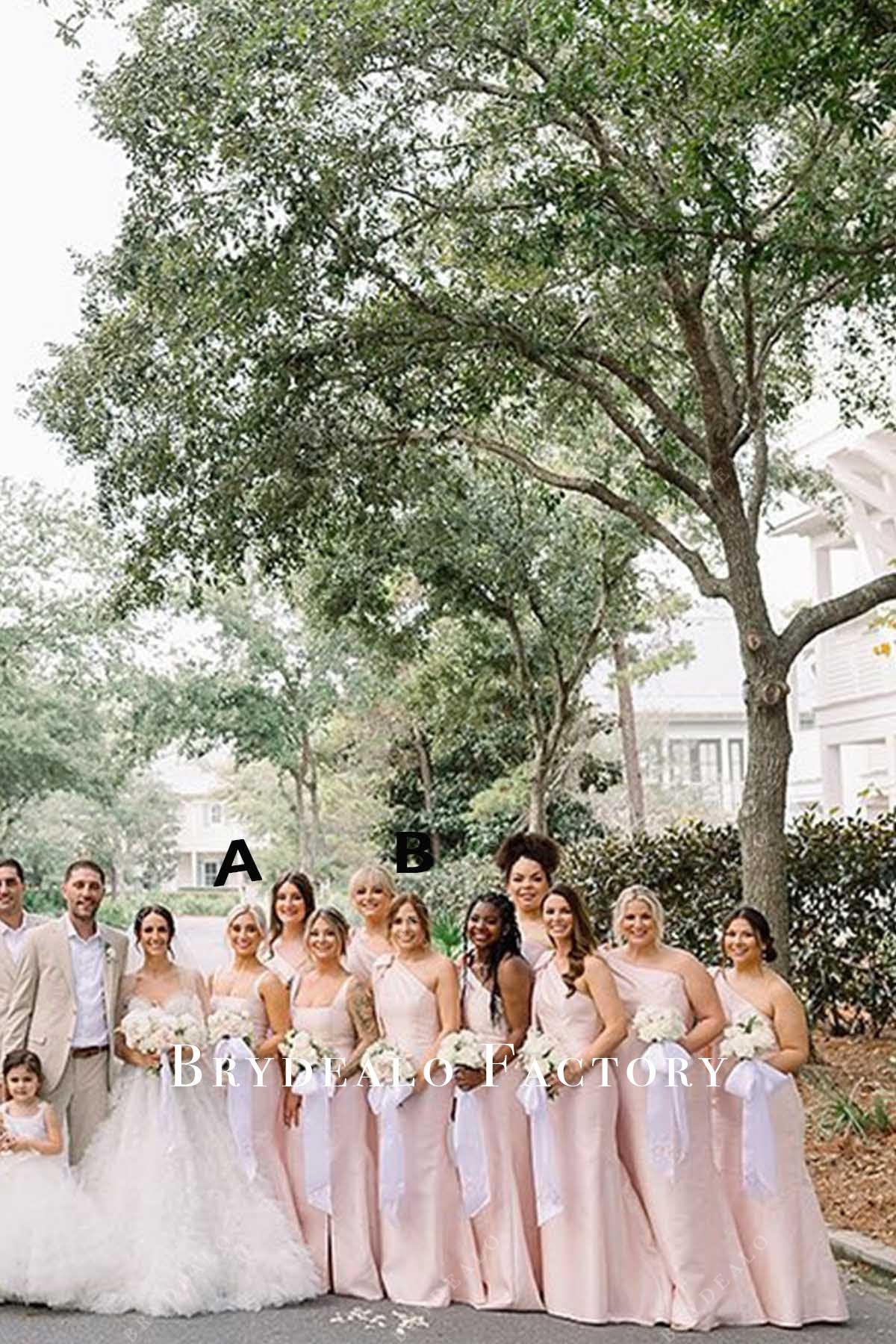 pink mismatched bridesmaid dresses