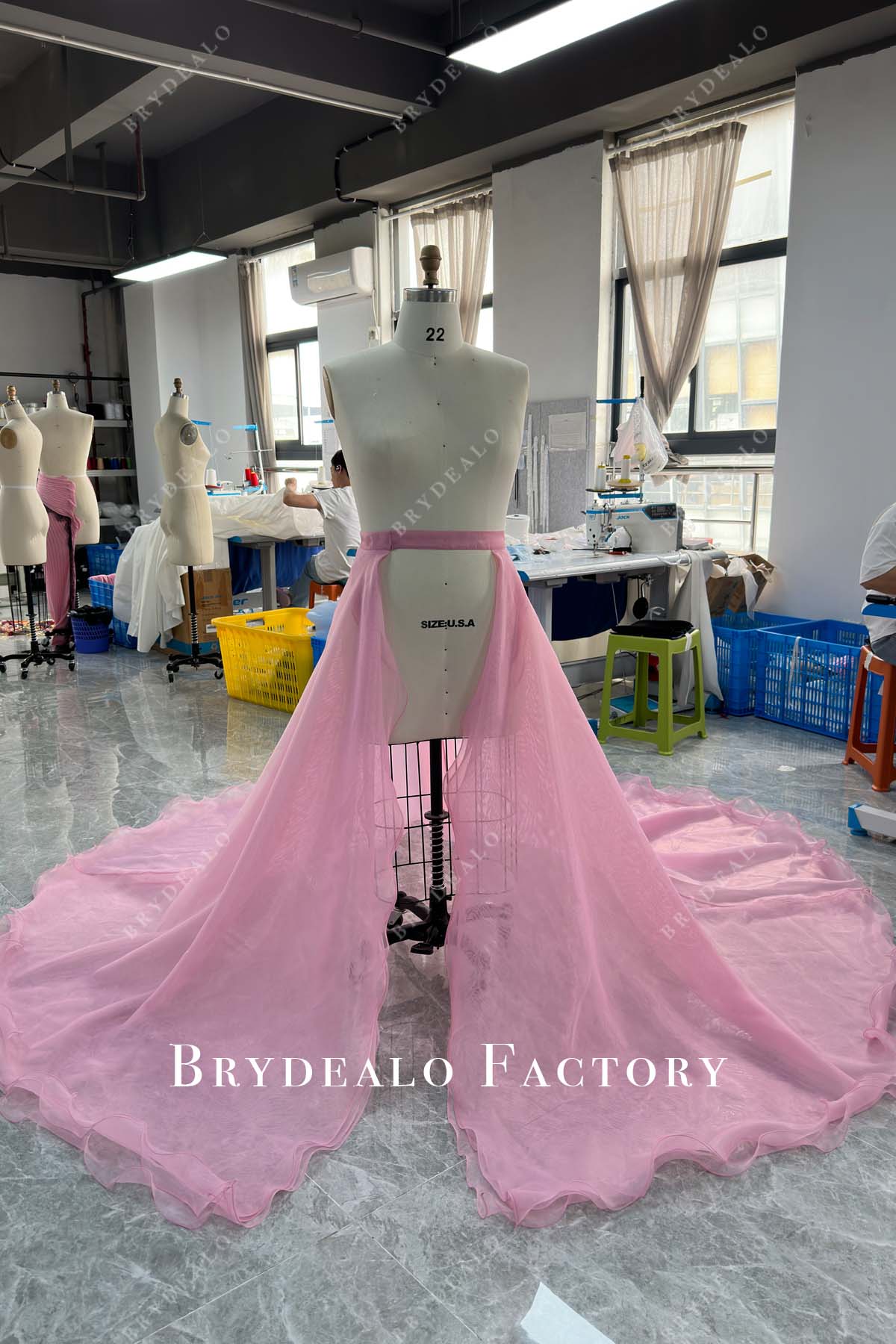 Custom Light Pink Organza Overskirt