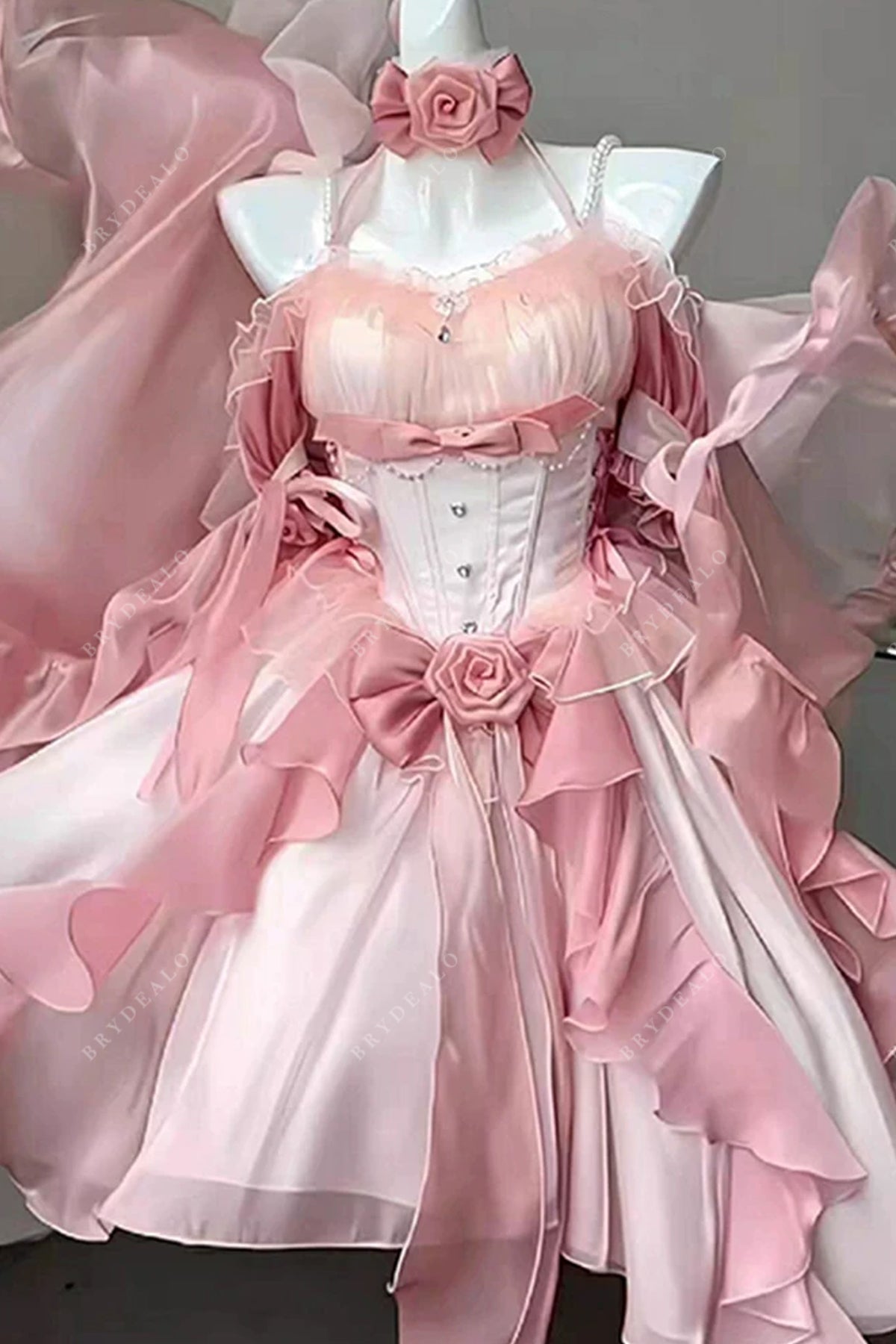 pink organza short lolita dress