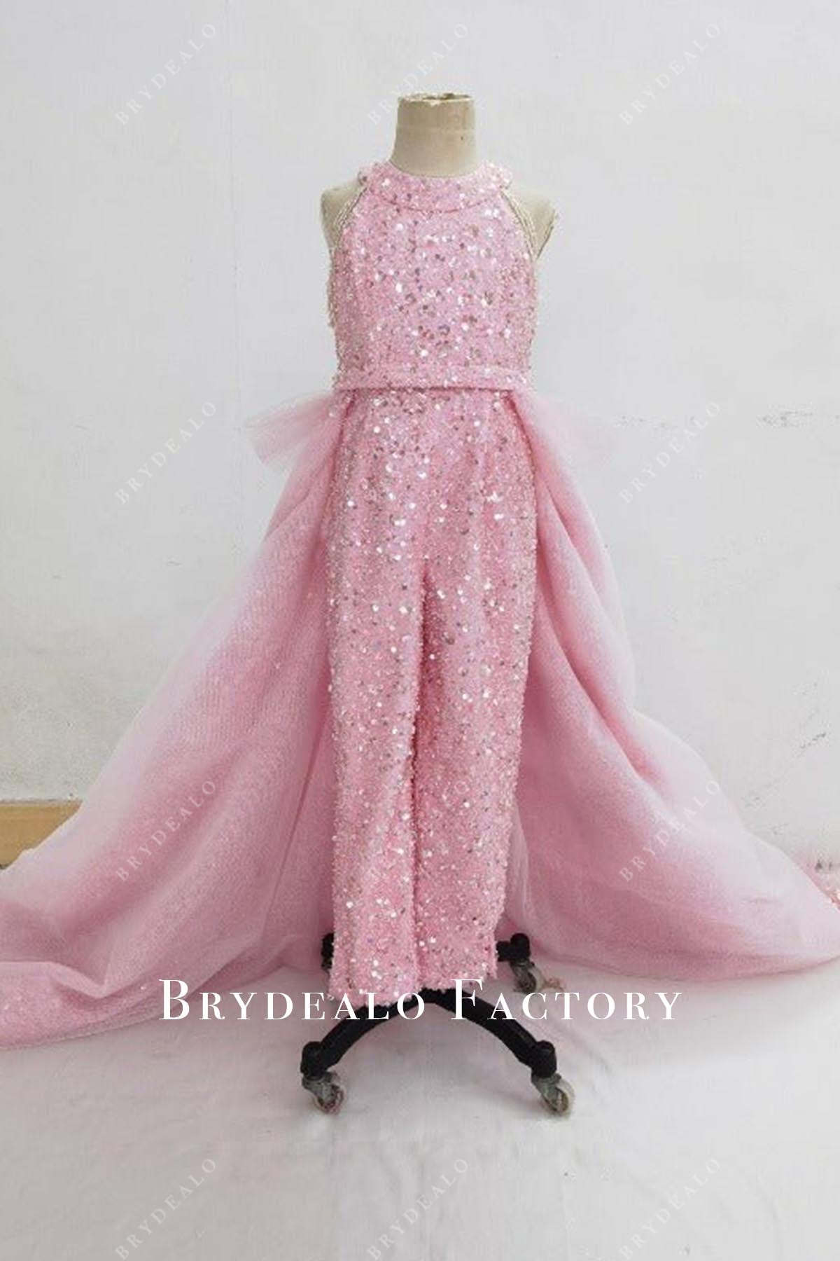 pink overskirt pageant dress