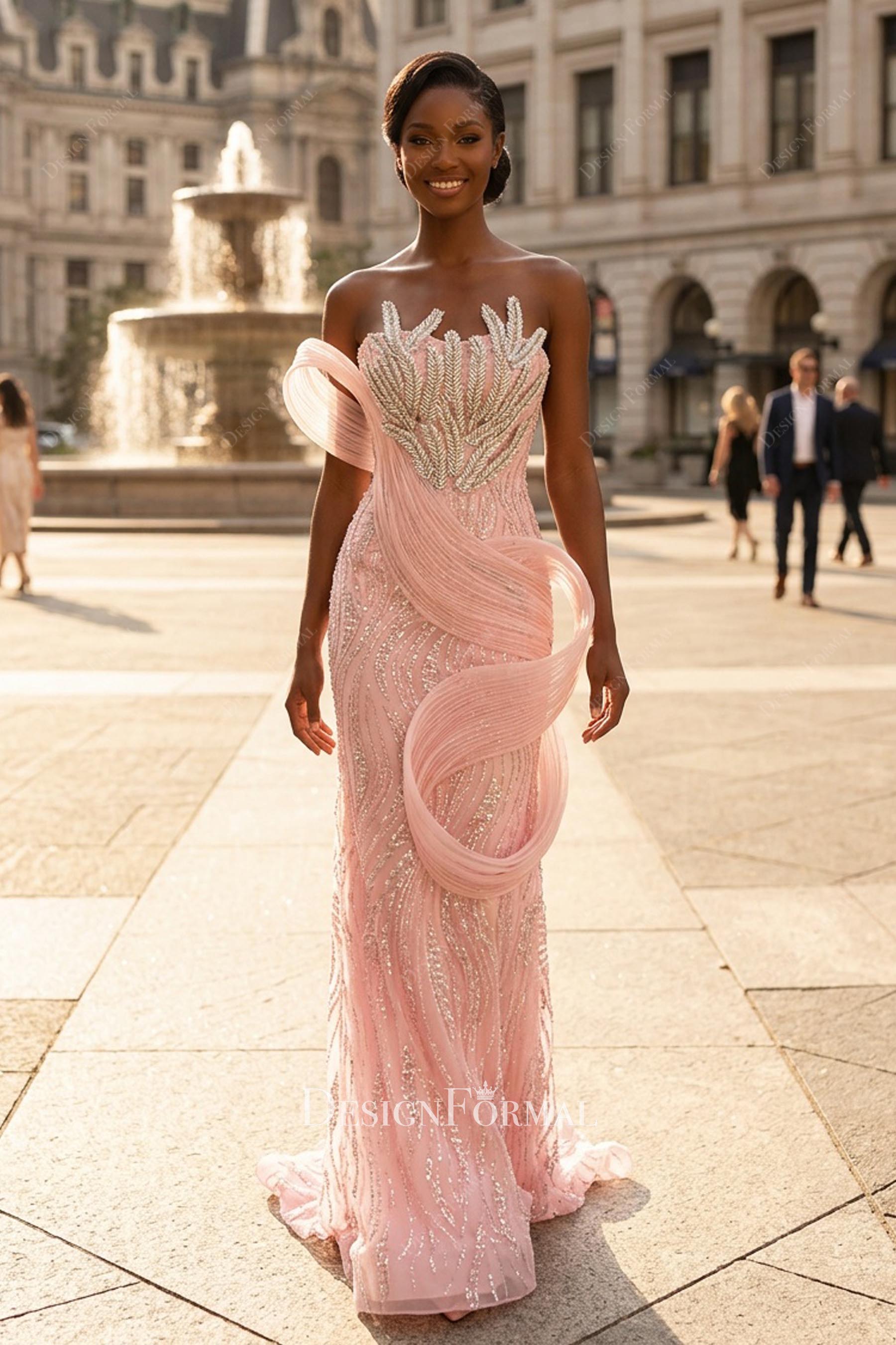 Sparkly Sequin Strapless Sculptural Mermaid Prom Dress Sparkly Sequin Strapless Sculptural Mermaid Prom Dress