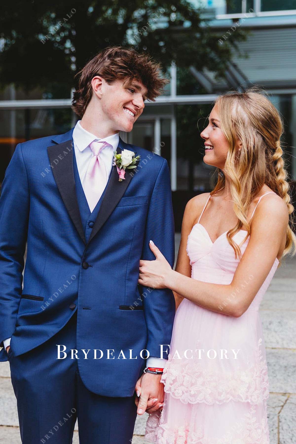 pink sweetheart neck lace appliques homecoming dress