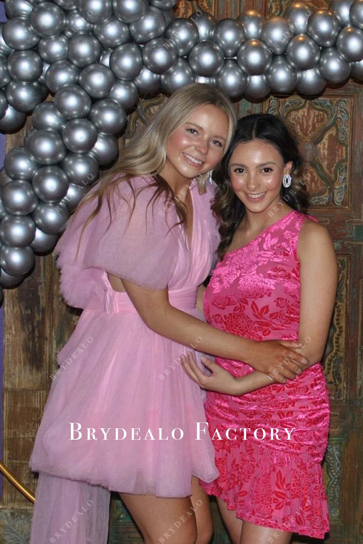 pink tulle a line short homecoming dress