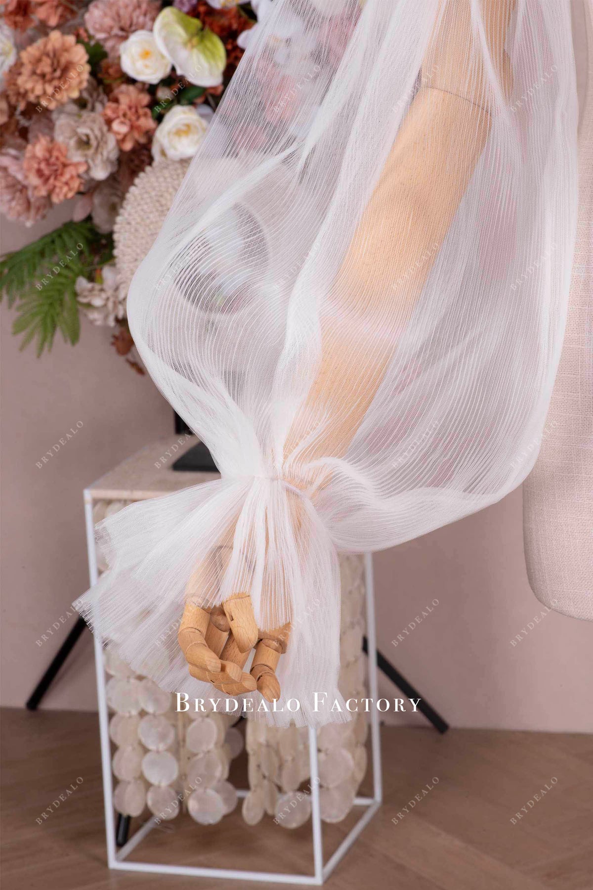 pleated bubble wedding dress sleeves