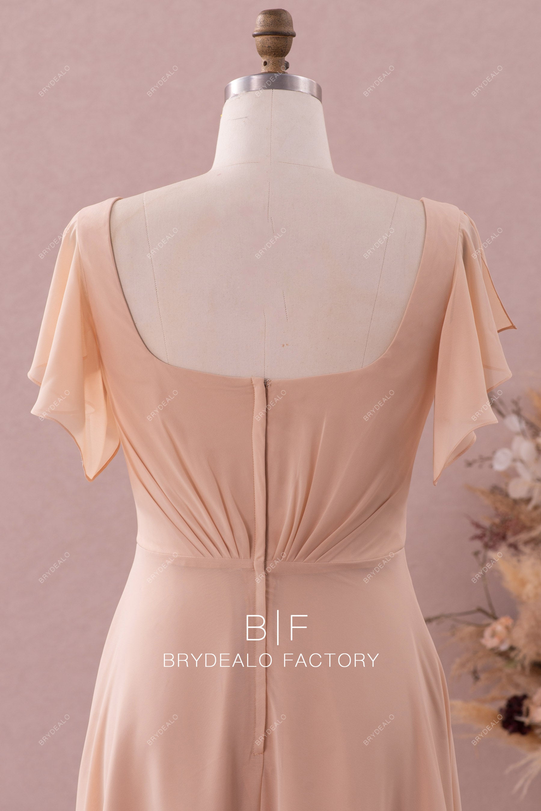 pleated chiffon bridesmaid dress