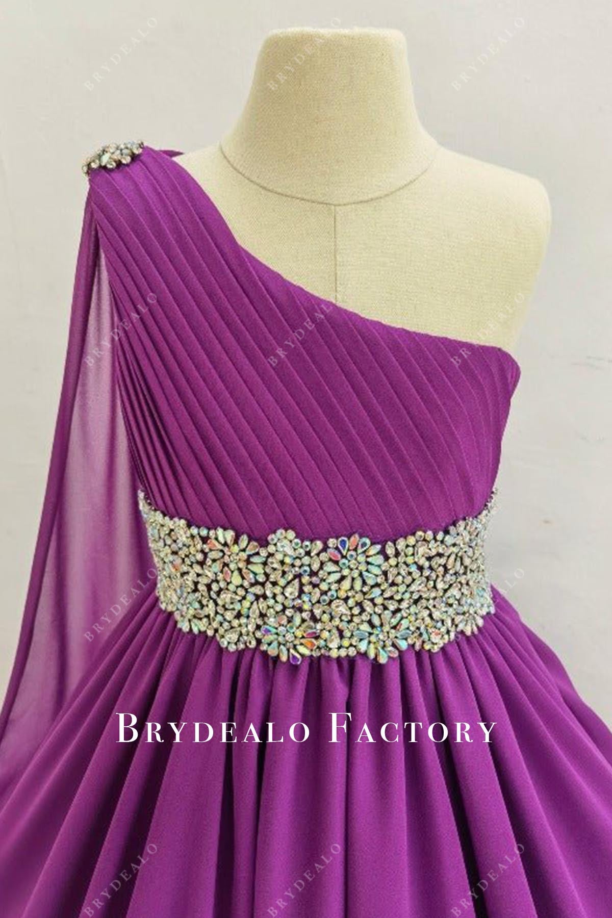 plum crystals waistband pageant dress