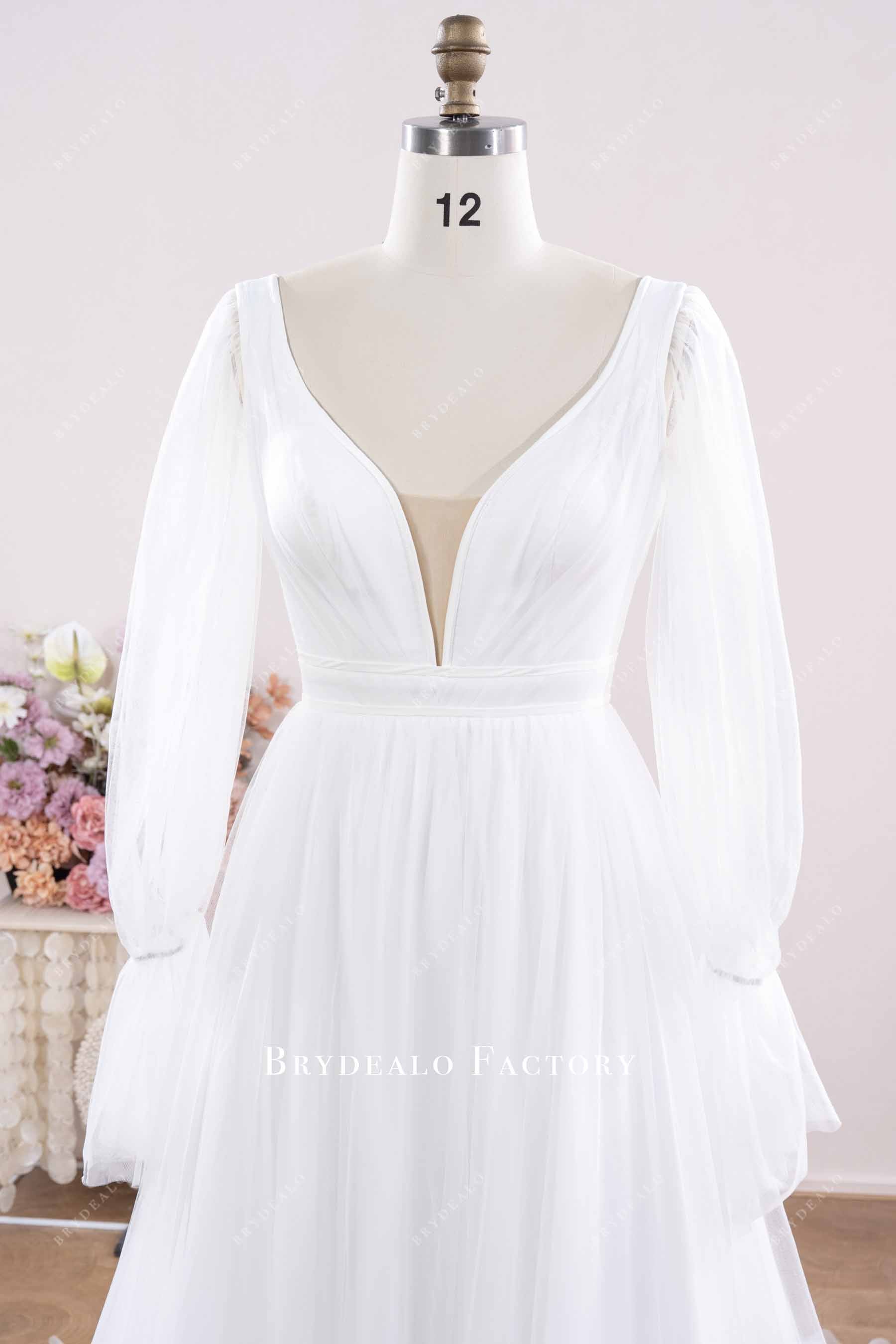 plunging neck bridal dress
