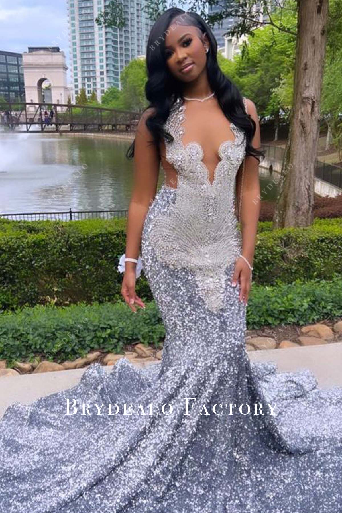 silver sparkly formal dress Gold and Silver Long Ombre Sequin Prom Dress -PromGirl Silver/Rose Gold / 3XLarge main image 0