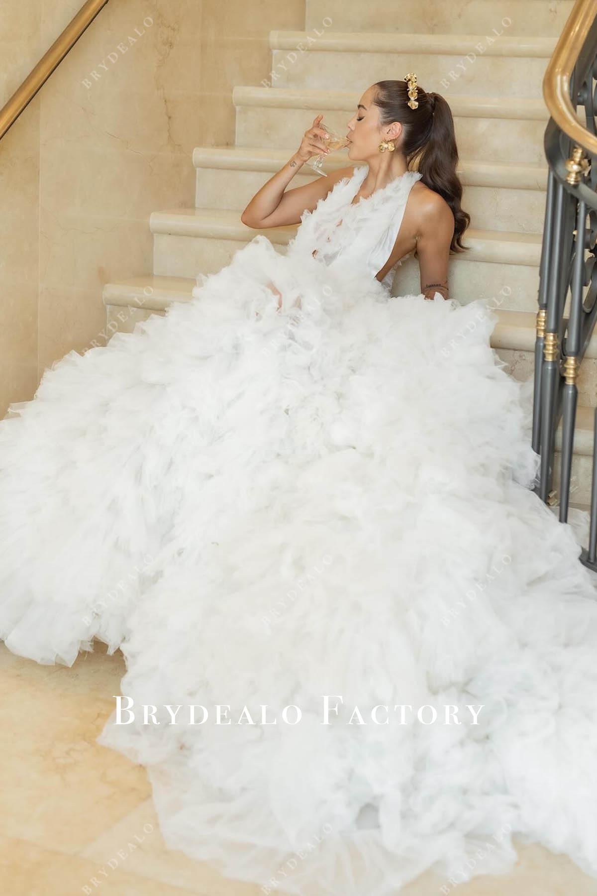 plunging neck wedding dress