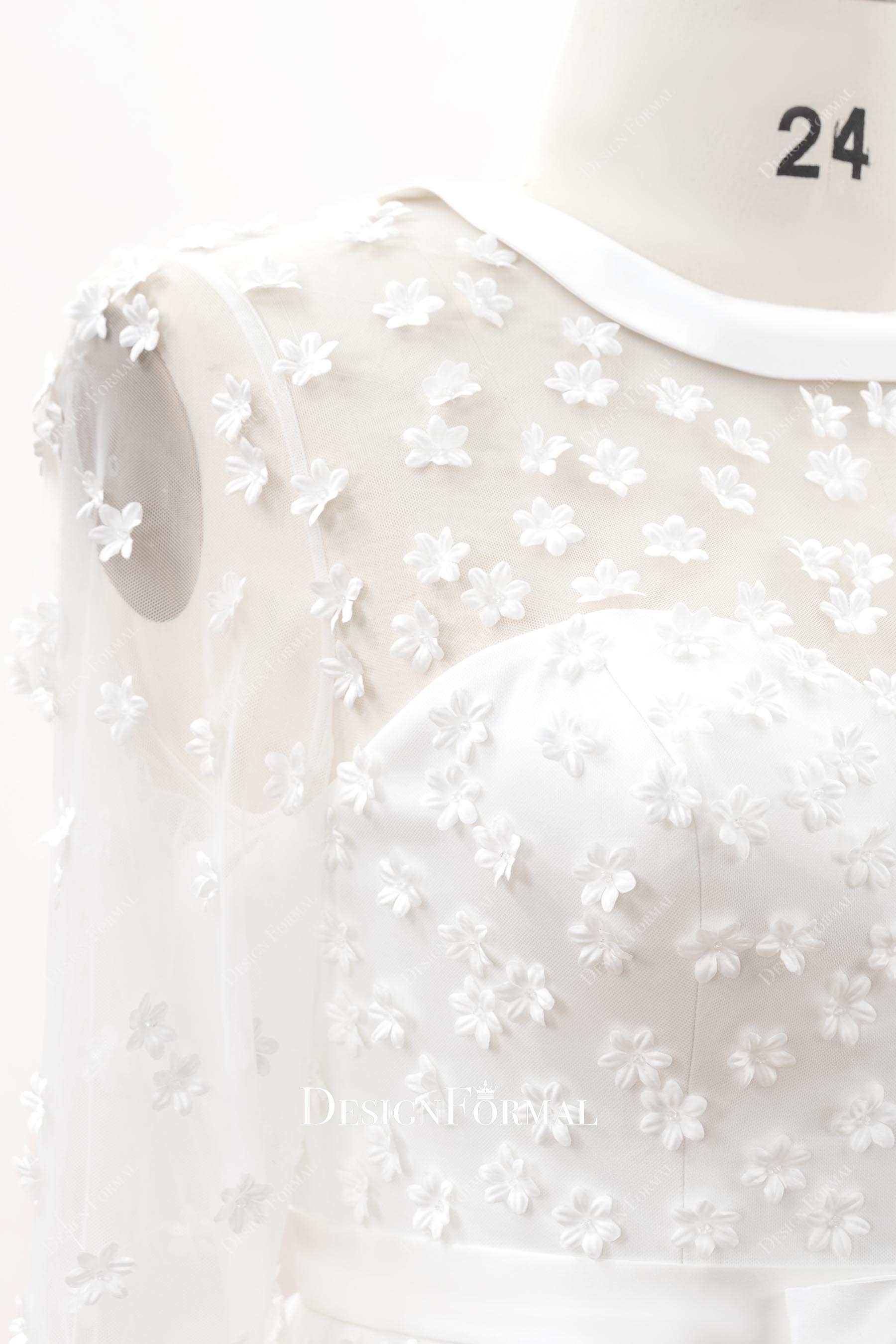 plus size 3d floral bridal dress