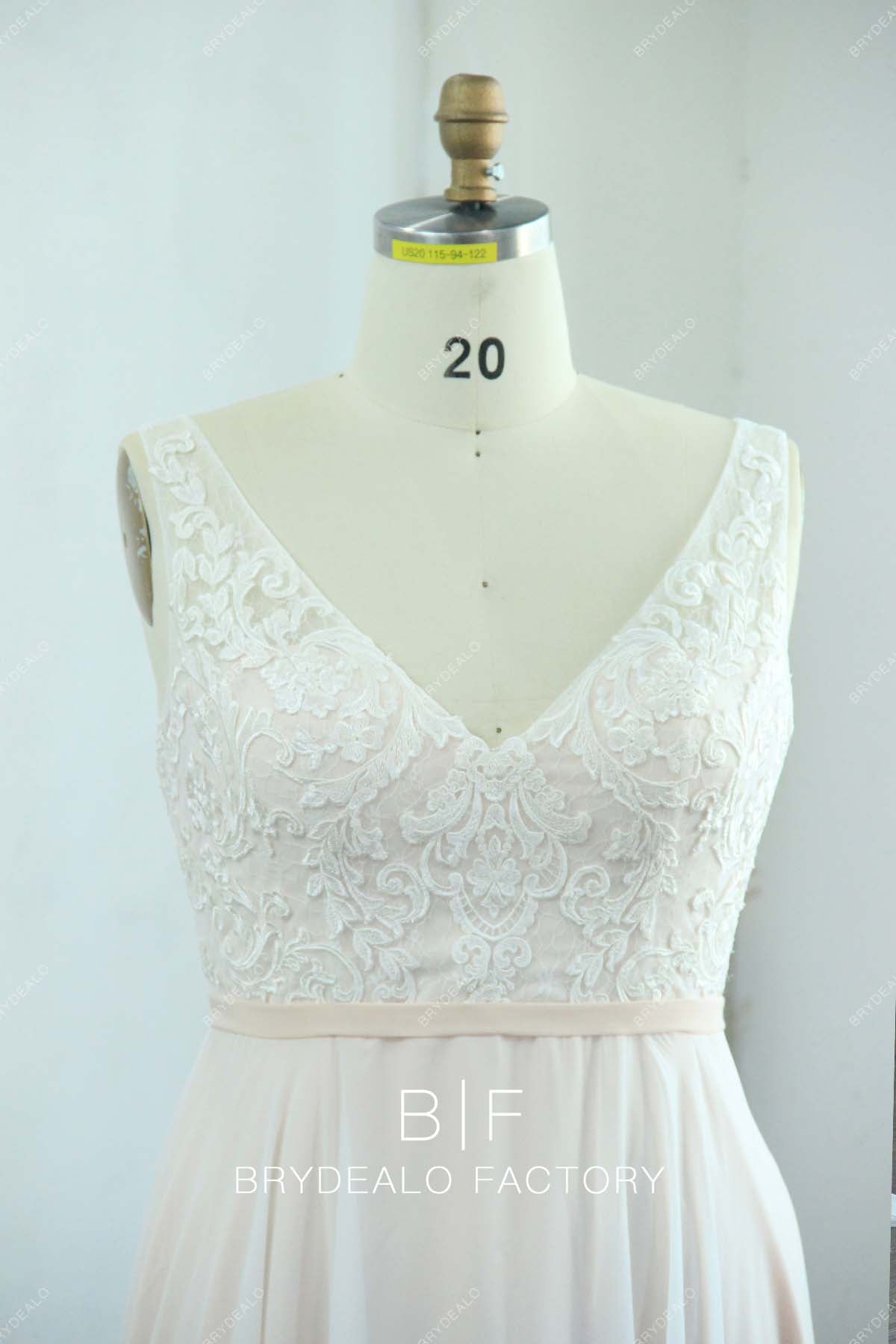 Plus Size Boho Lace V-neck Designer Bridal Dress