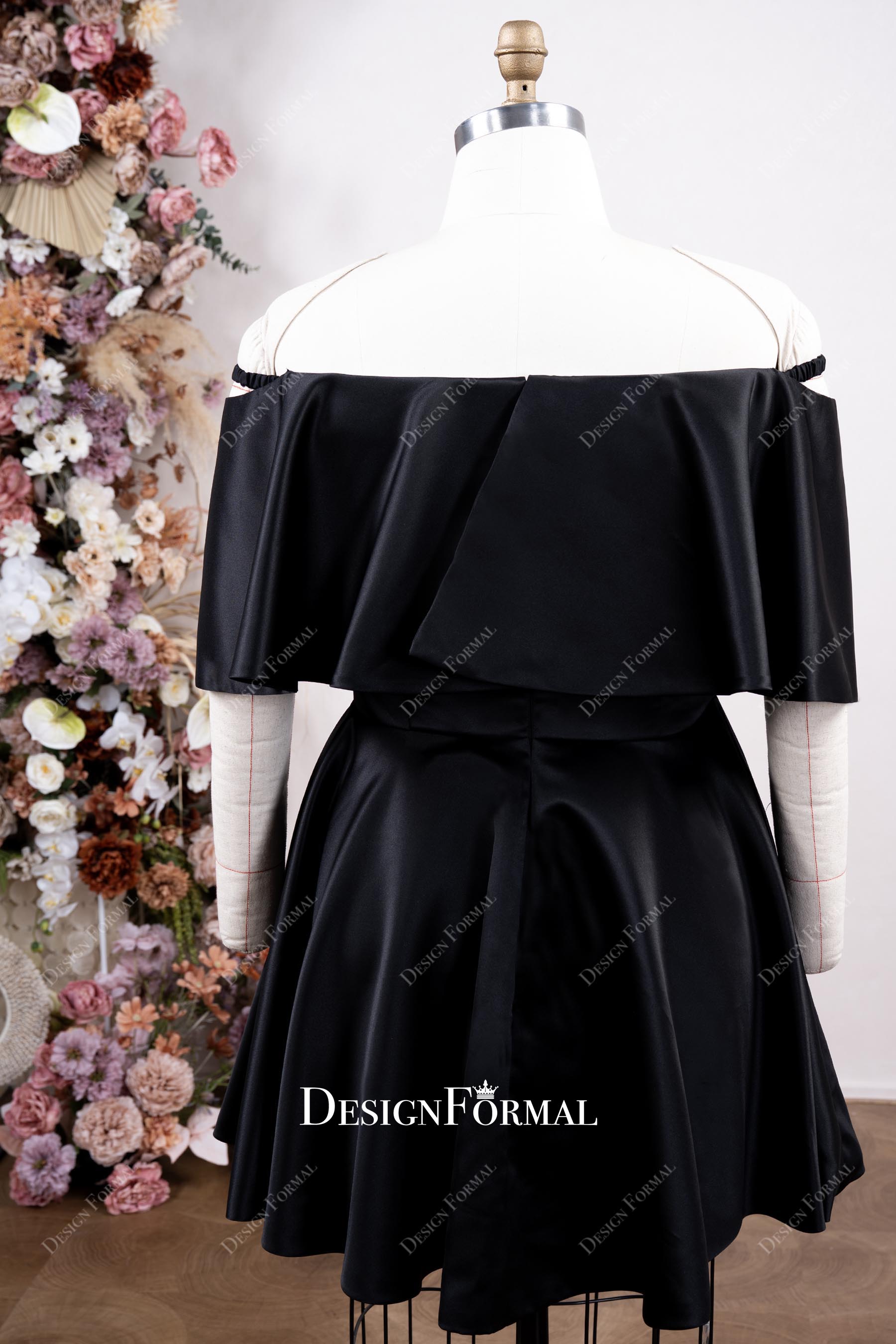 plus size black mini evening dress