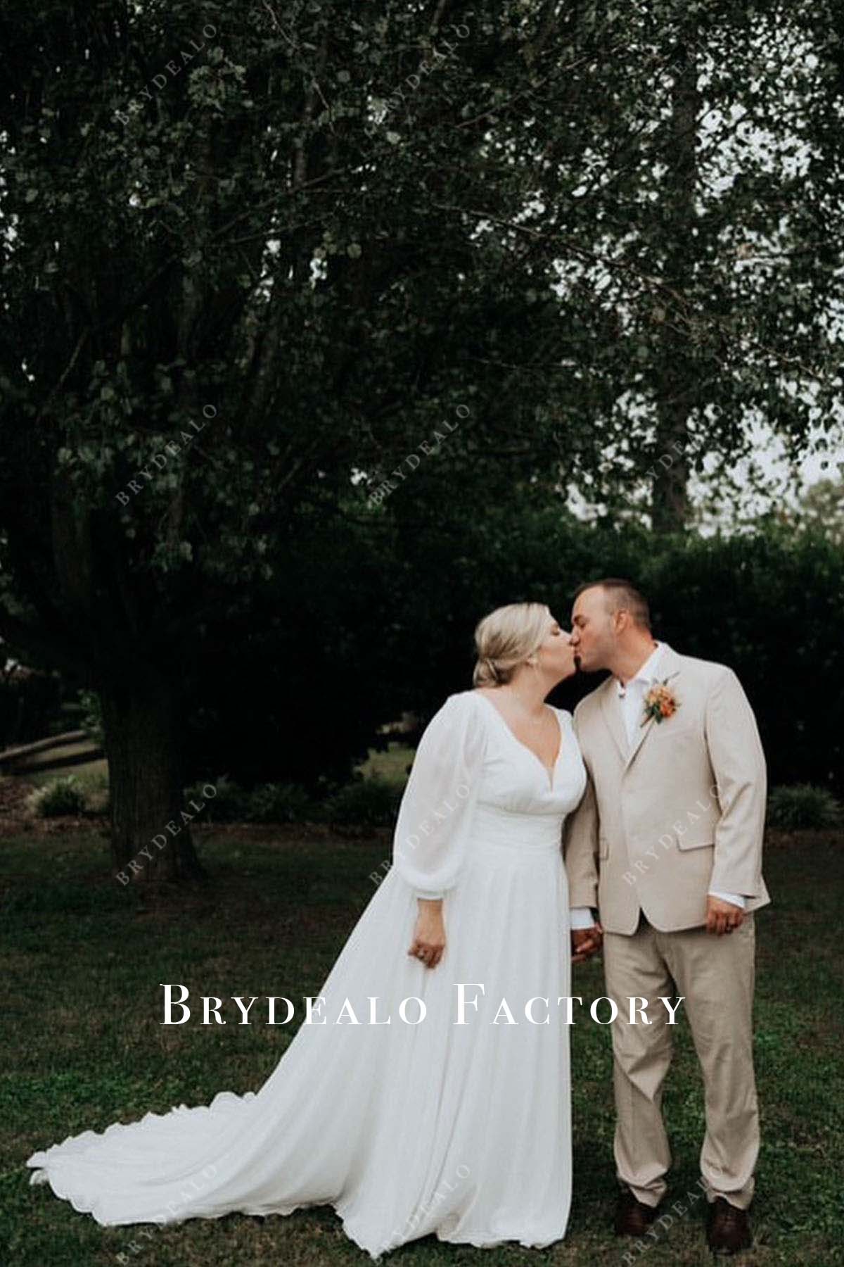 Wedding Dress | Plus Size White Long Sleeves A-line Bridal Gown, Dress+Veil Wedding Dress | Plus Size White Long Sleeves A-line Bridal Gown, Dress+Veil