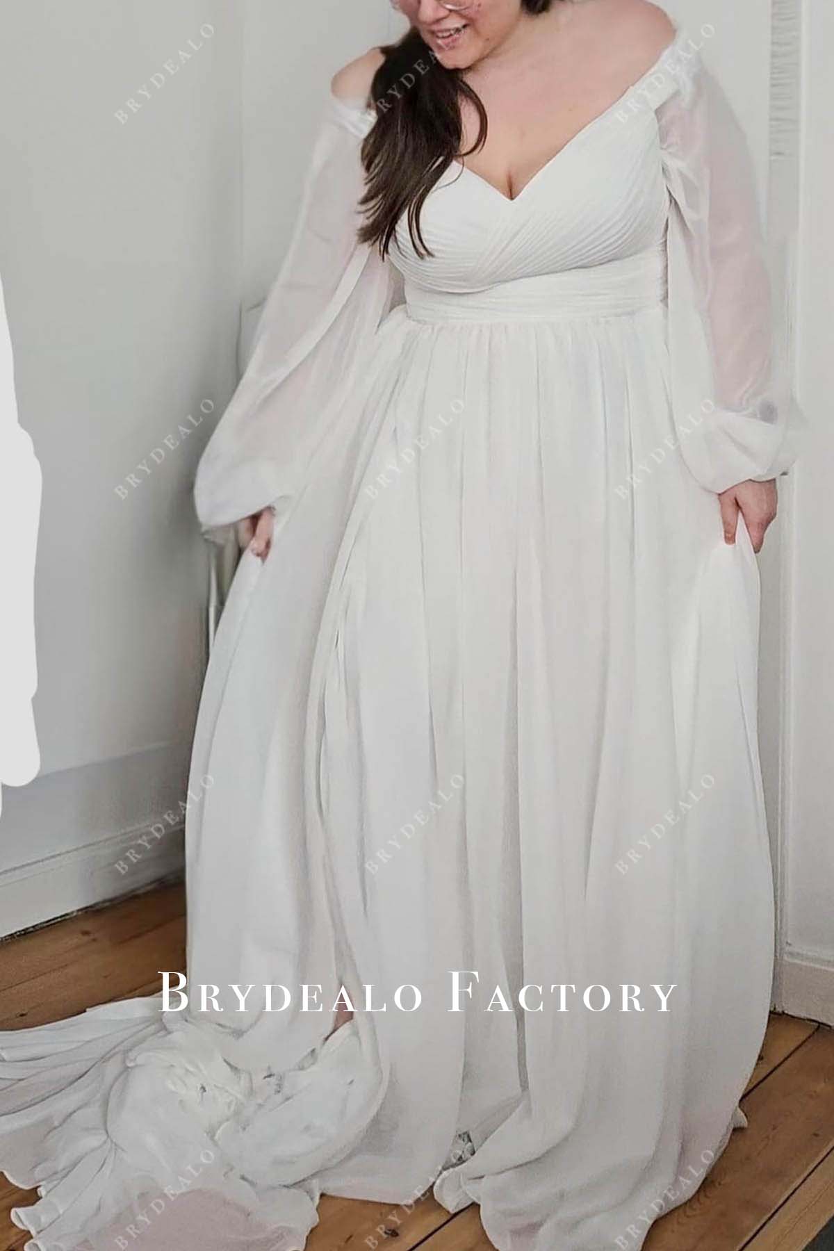 plus size chiffon wedding dress