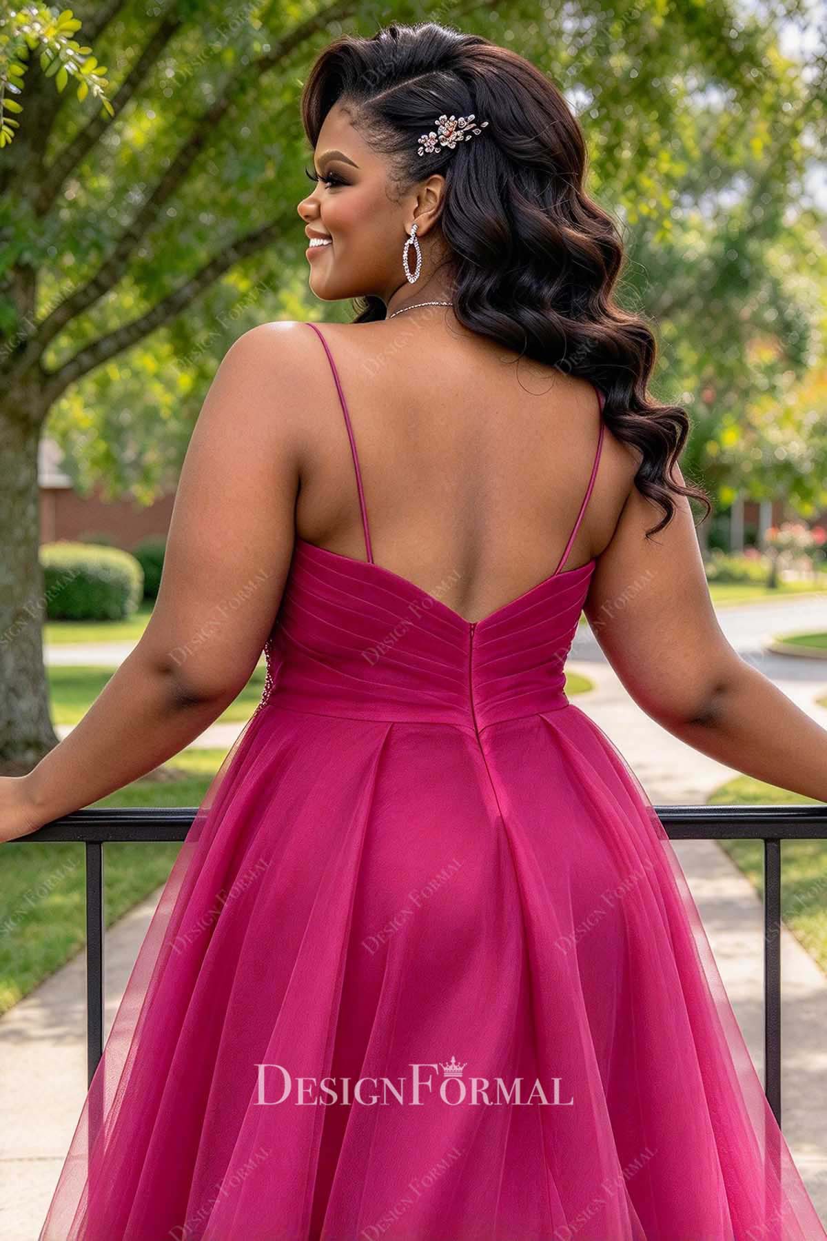plus size fuchsia a line homecoming dress