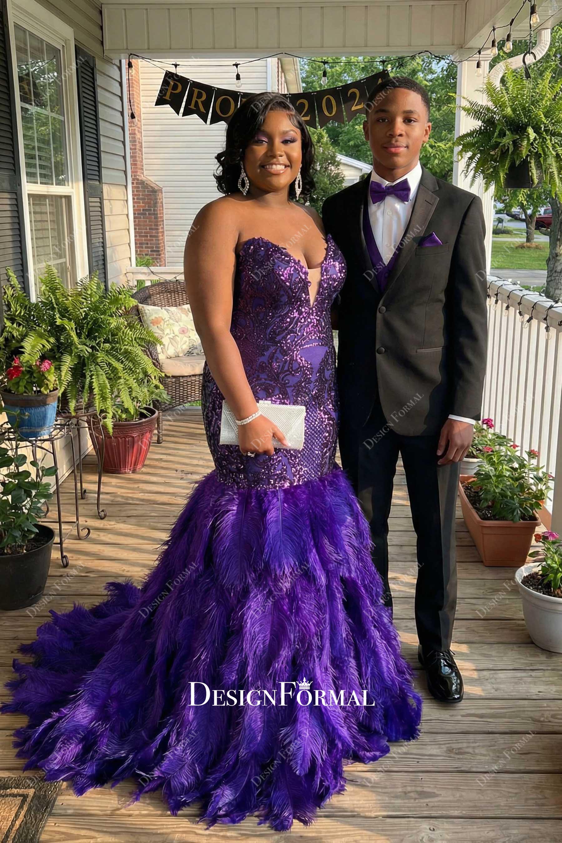 plus size purple sequin trumpet prom dress