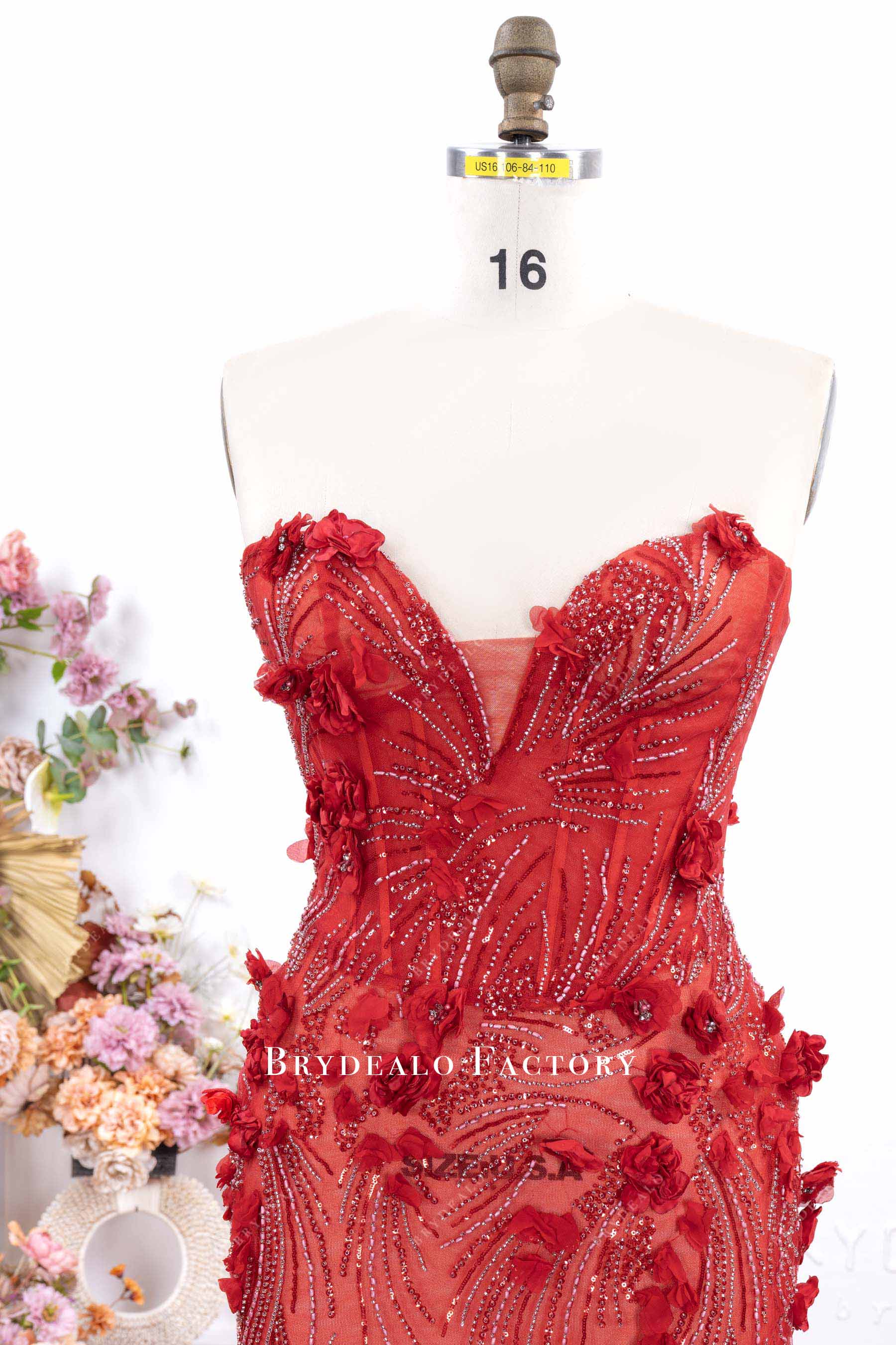 plus size red sweetheart neck formal gown