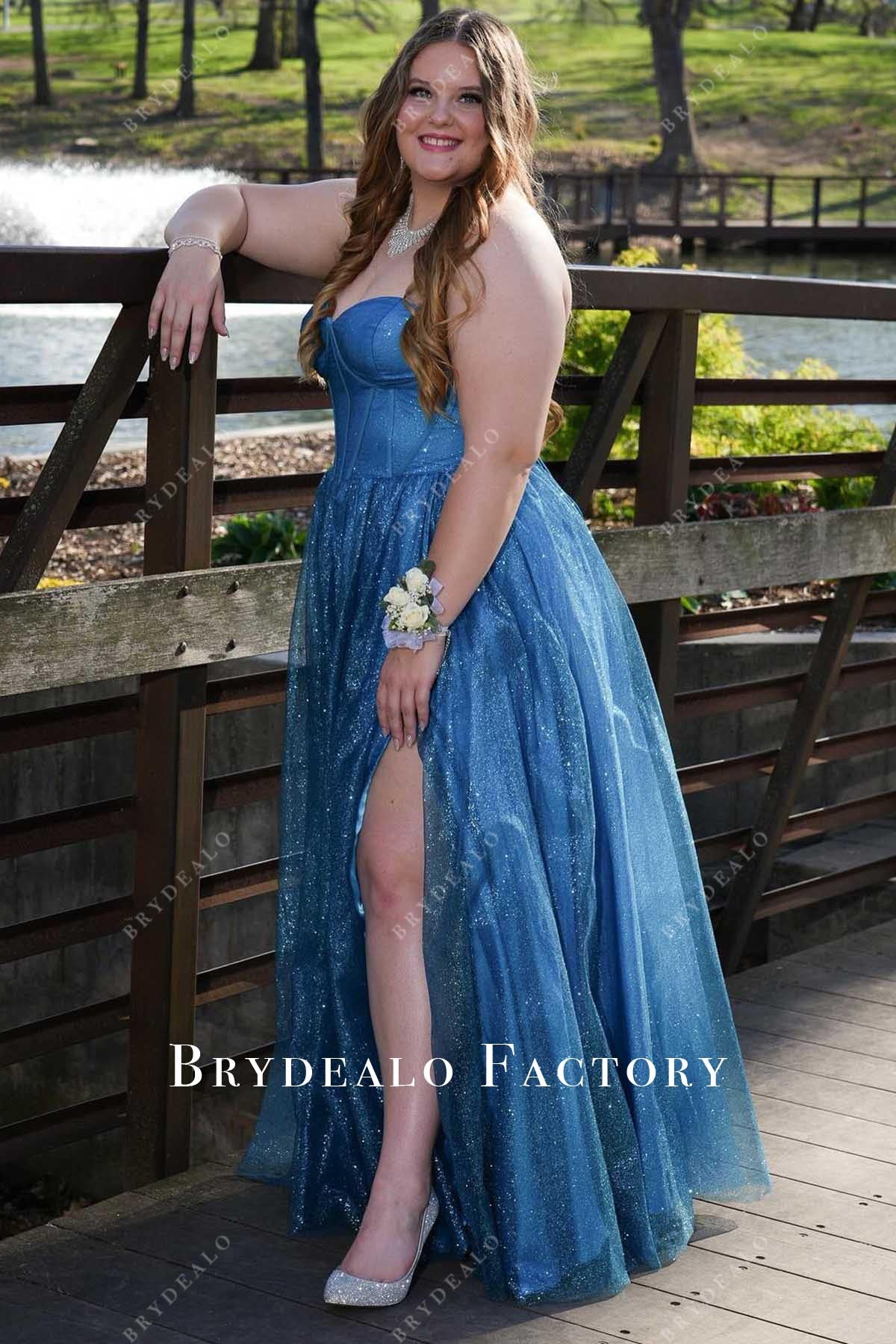 plus size slit a line homecoming dress