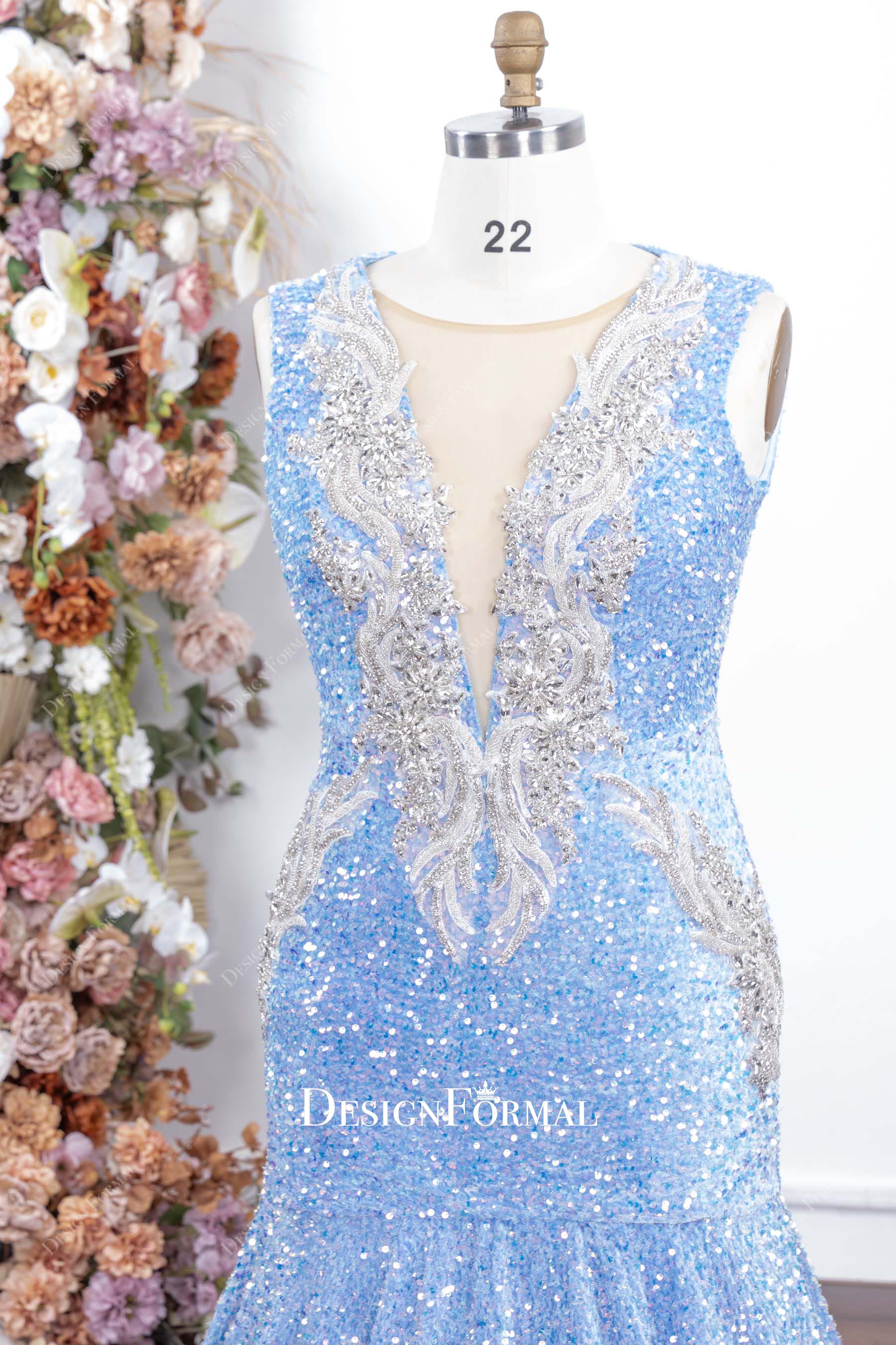 plus size sparkly crystals trumpet prom dress