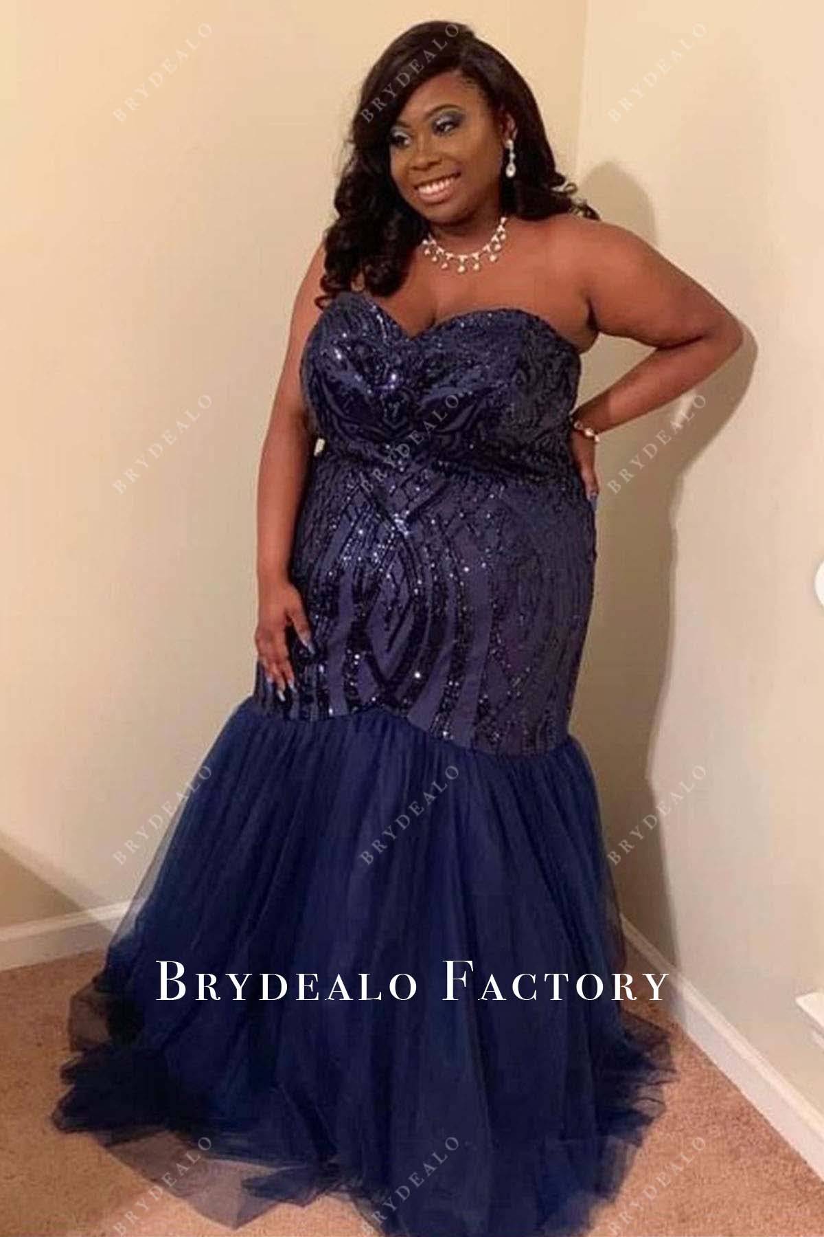 size 18 mermaid prom dress Sequin Plus-Size Long Mermaid Prom Dress