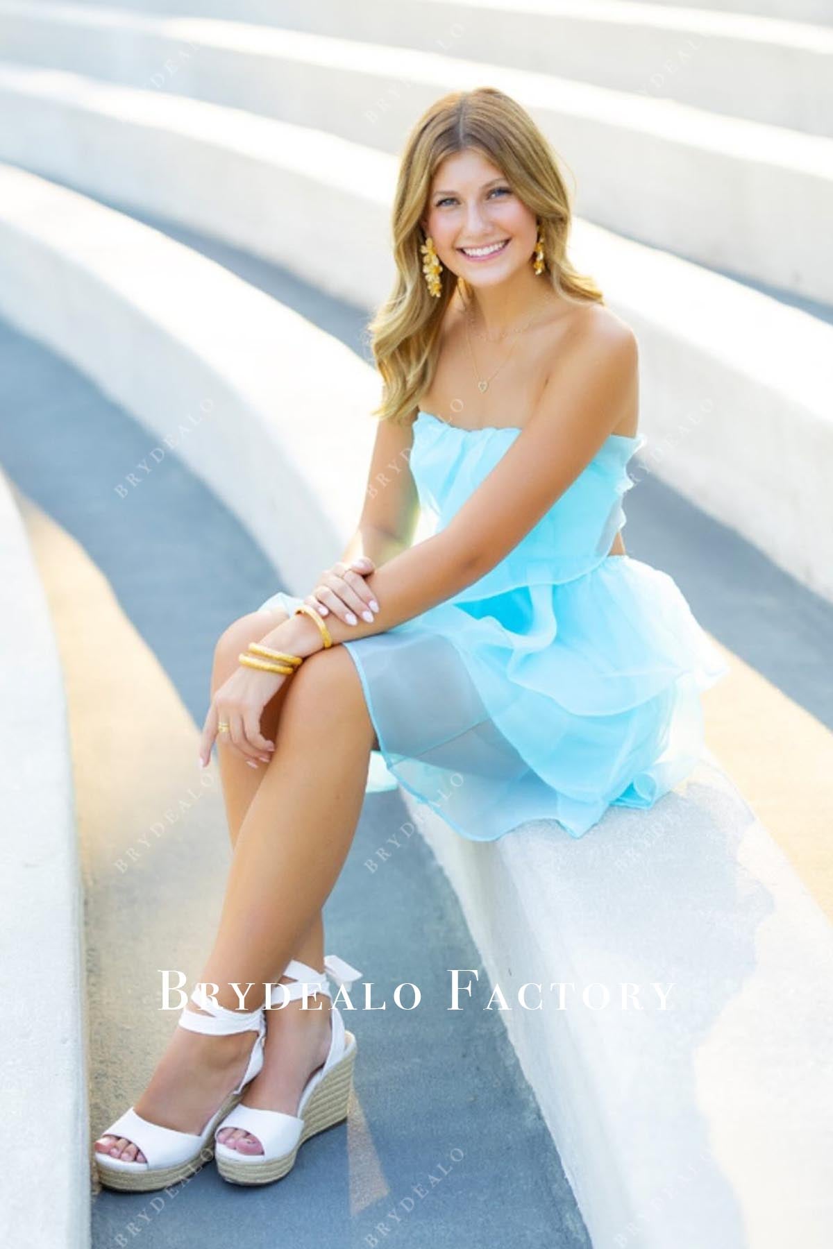 pool chiffon mini prom dress